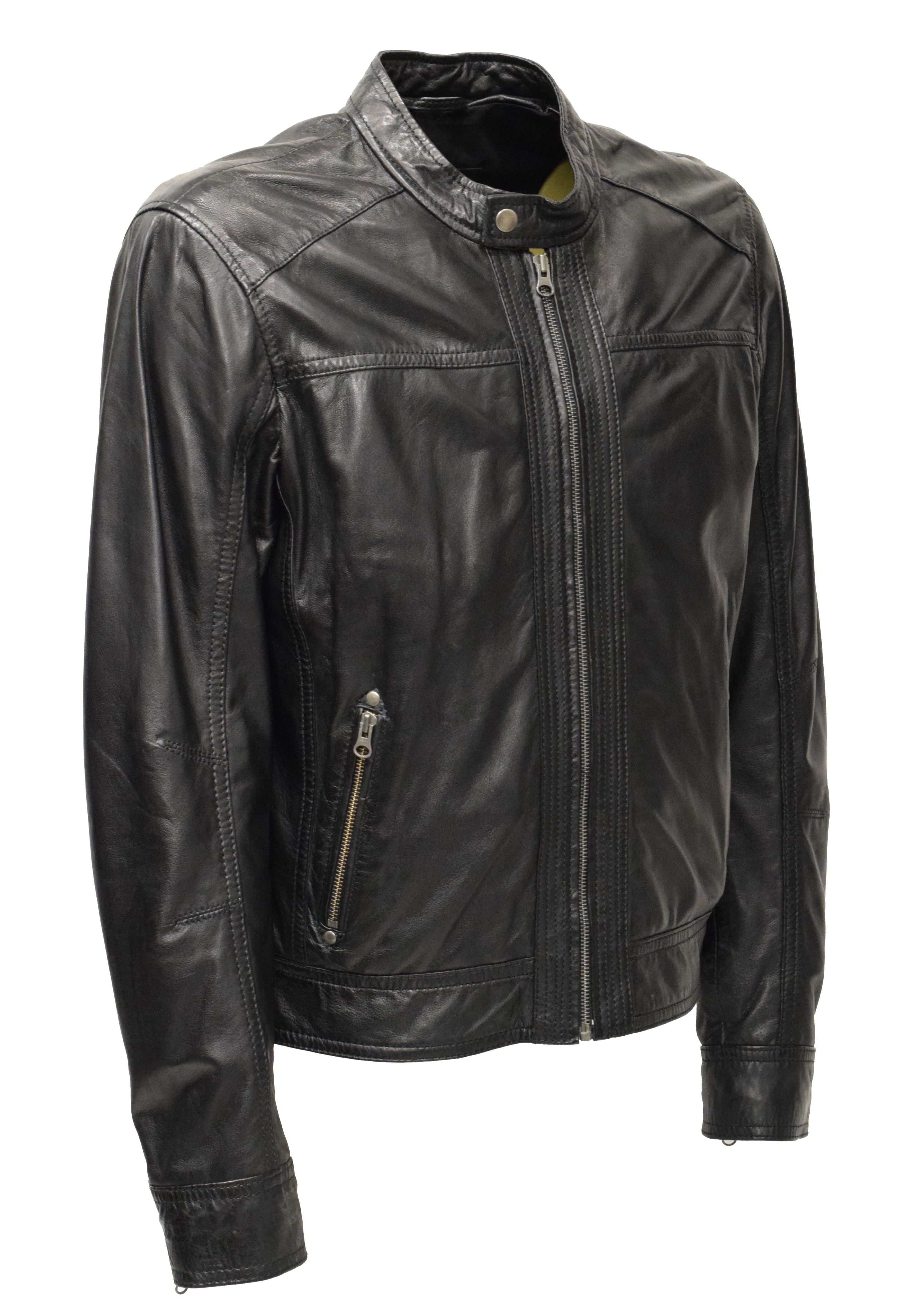 Herren Lederjacke Kit in washed Schwarz 