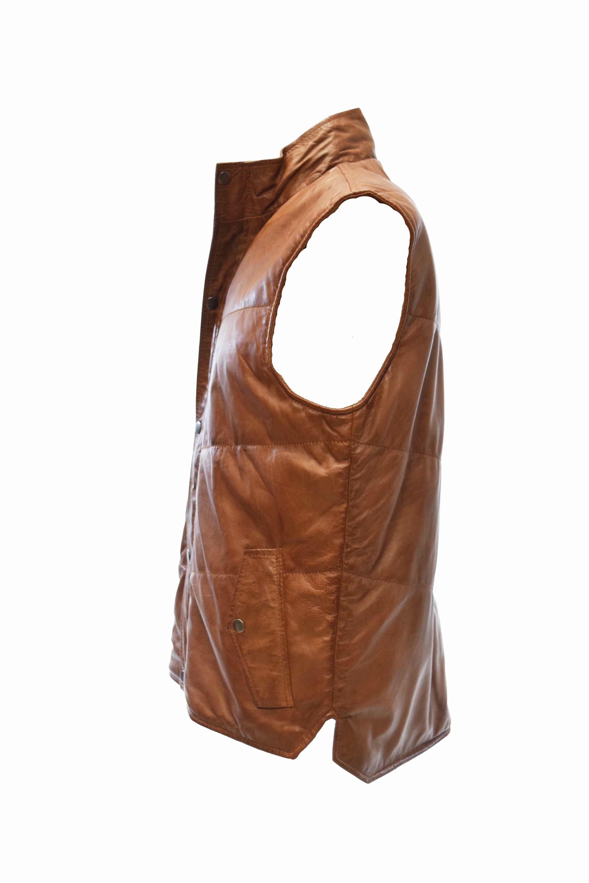 Herren Outdoor Stepp-Lederweste Piether in Cognac Braun