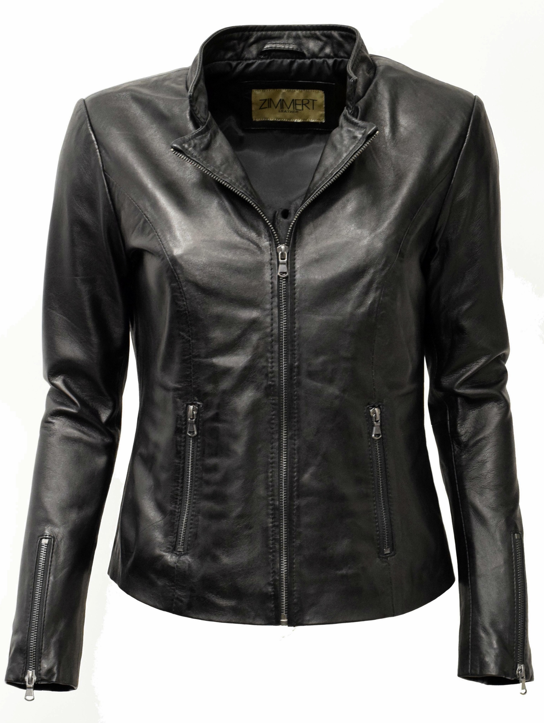 Damen Lederjacke Debby in washed Schwarz
