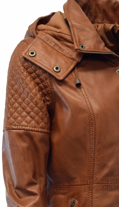 Damen Lederjacke Marta in washed Cognac
