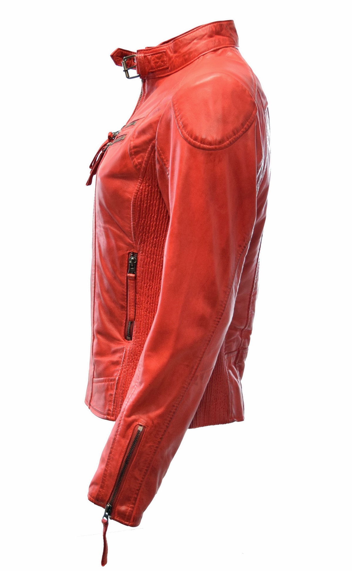 Damen Lederjacke Lena in washed Rot