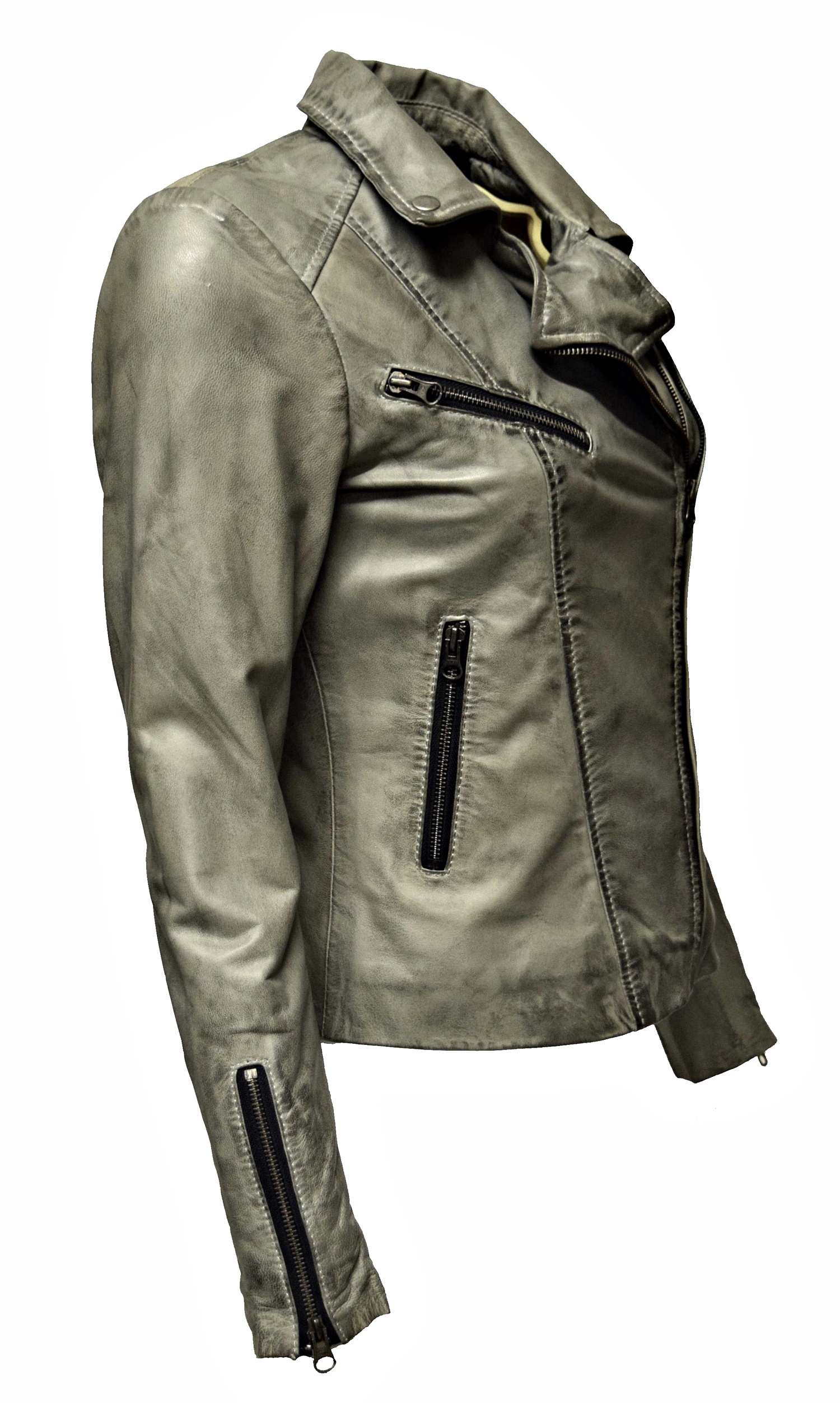 Damen Lederjacke Bebie in washed Grau