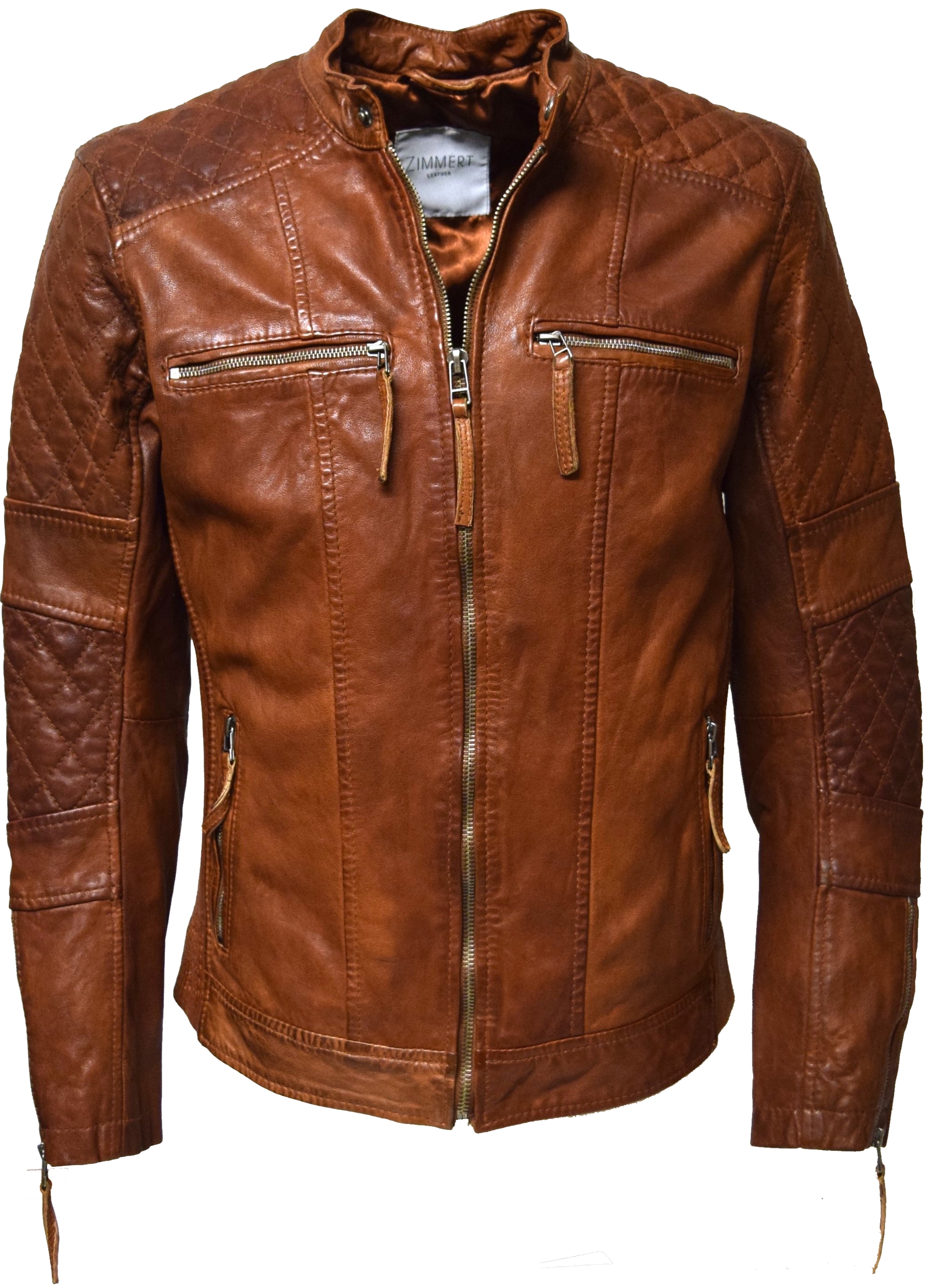 Herren Lederjacke Alex gesteppt in washed Whiskey