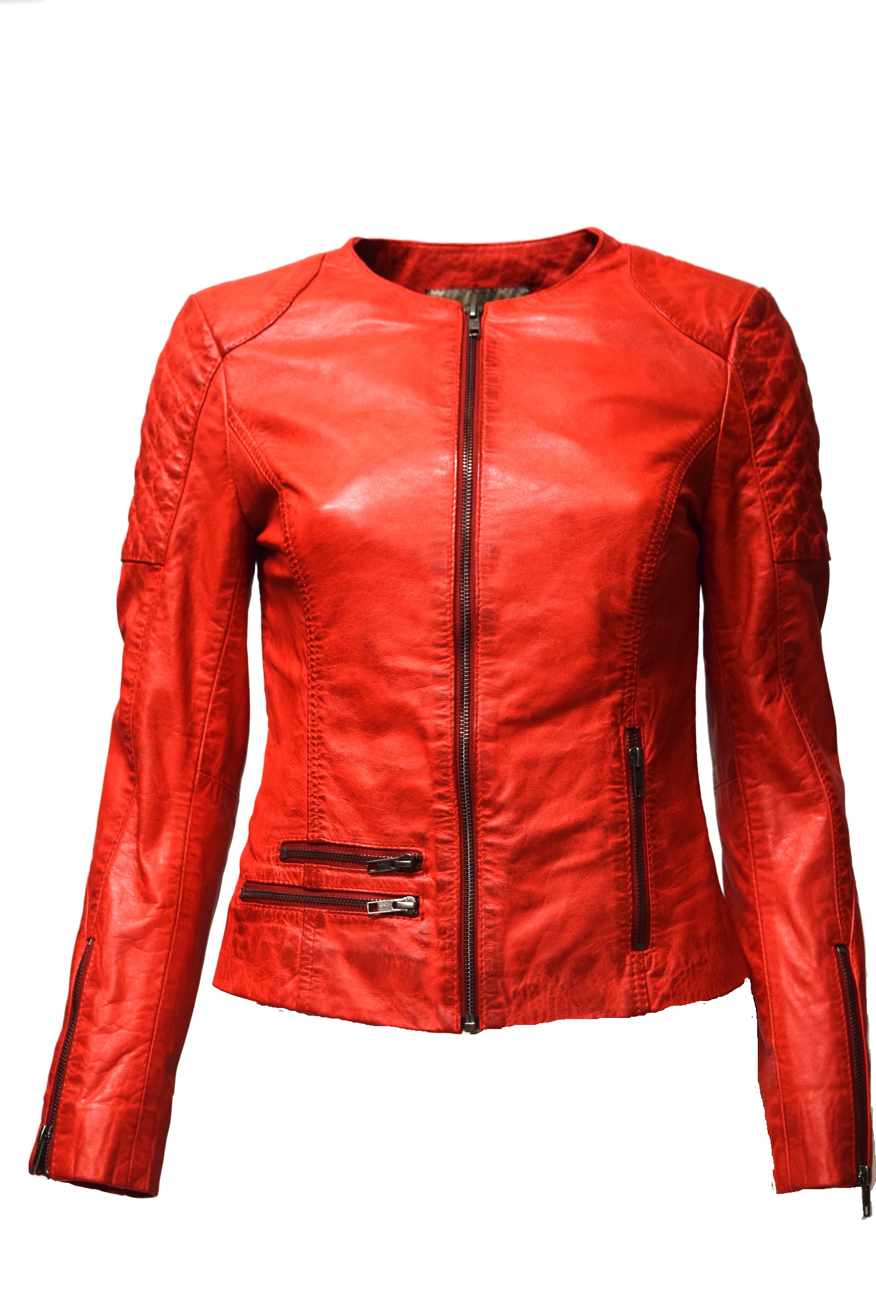 Damen Lederjacke "Lisa" in washed Rot