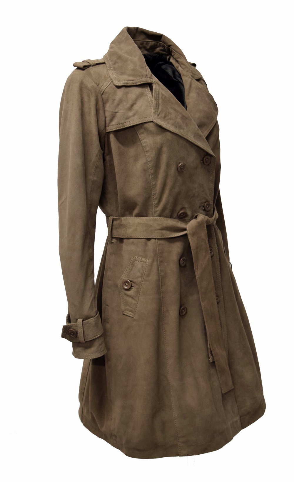 Damen Trench Ledermantel Tilly in Schlamm