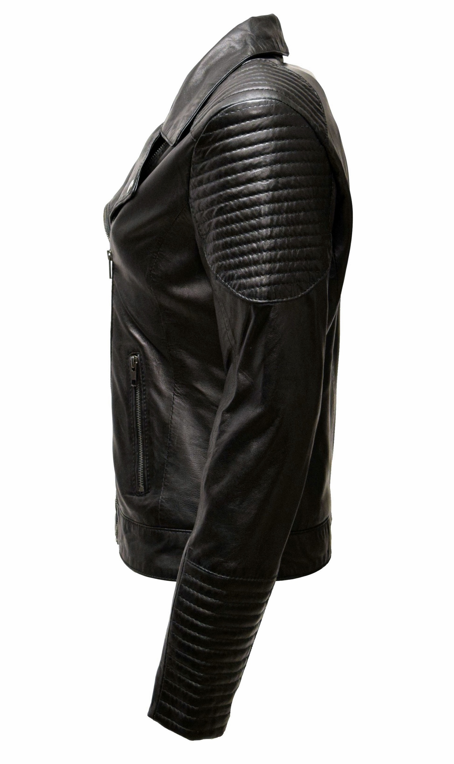 Damen Biker Lederjacke Lola in Schwarz