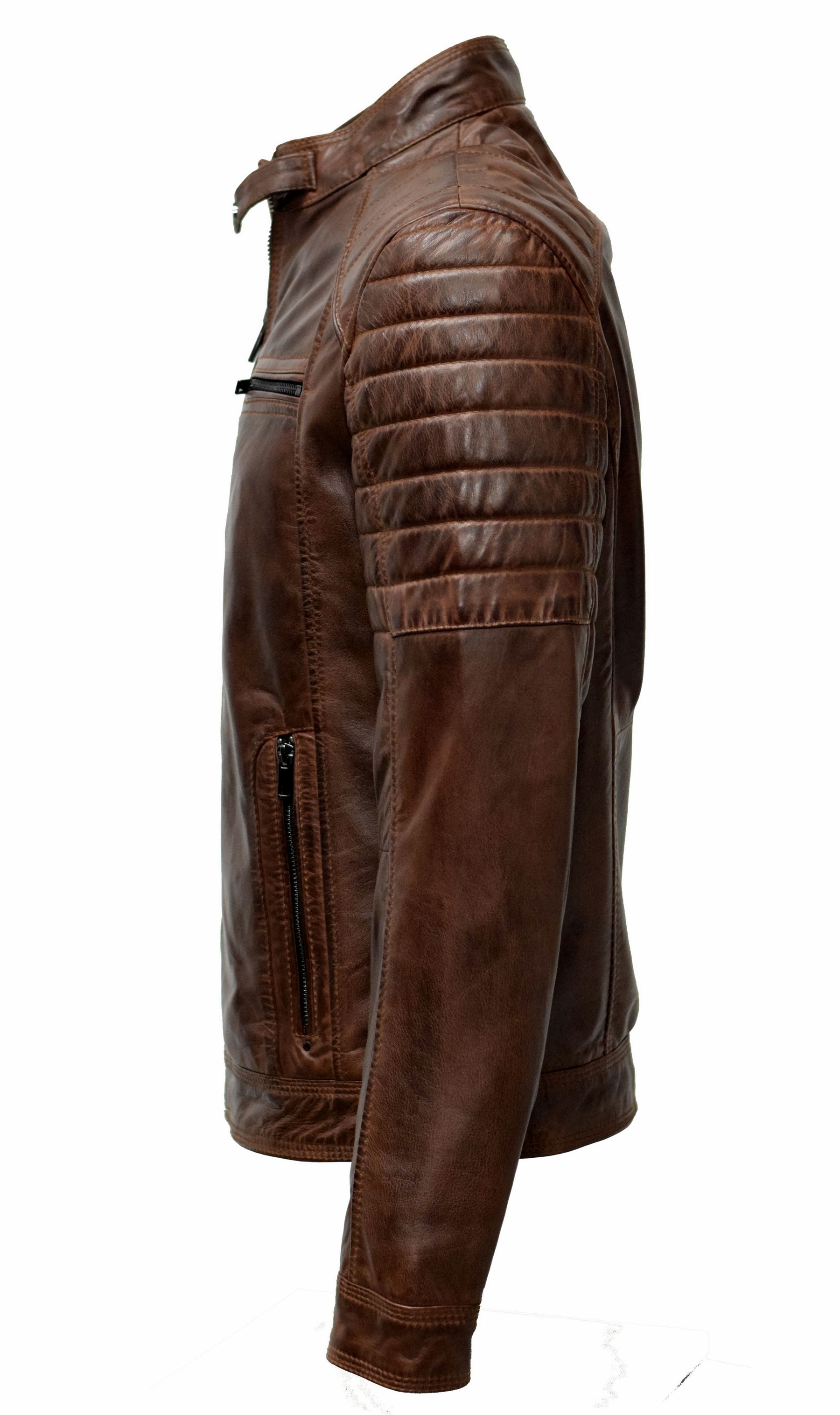 Herren Lederjacke Franky in washed Kastanienbraun