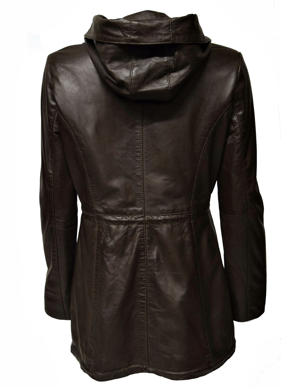 Damen Lederparka "Delsa" washed Dunkelbraun