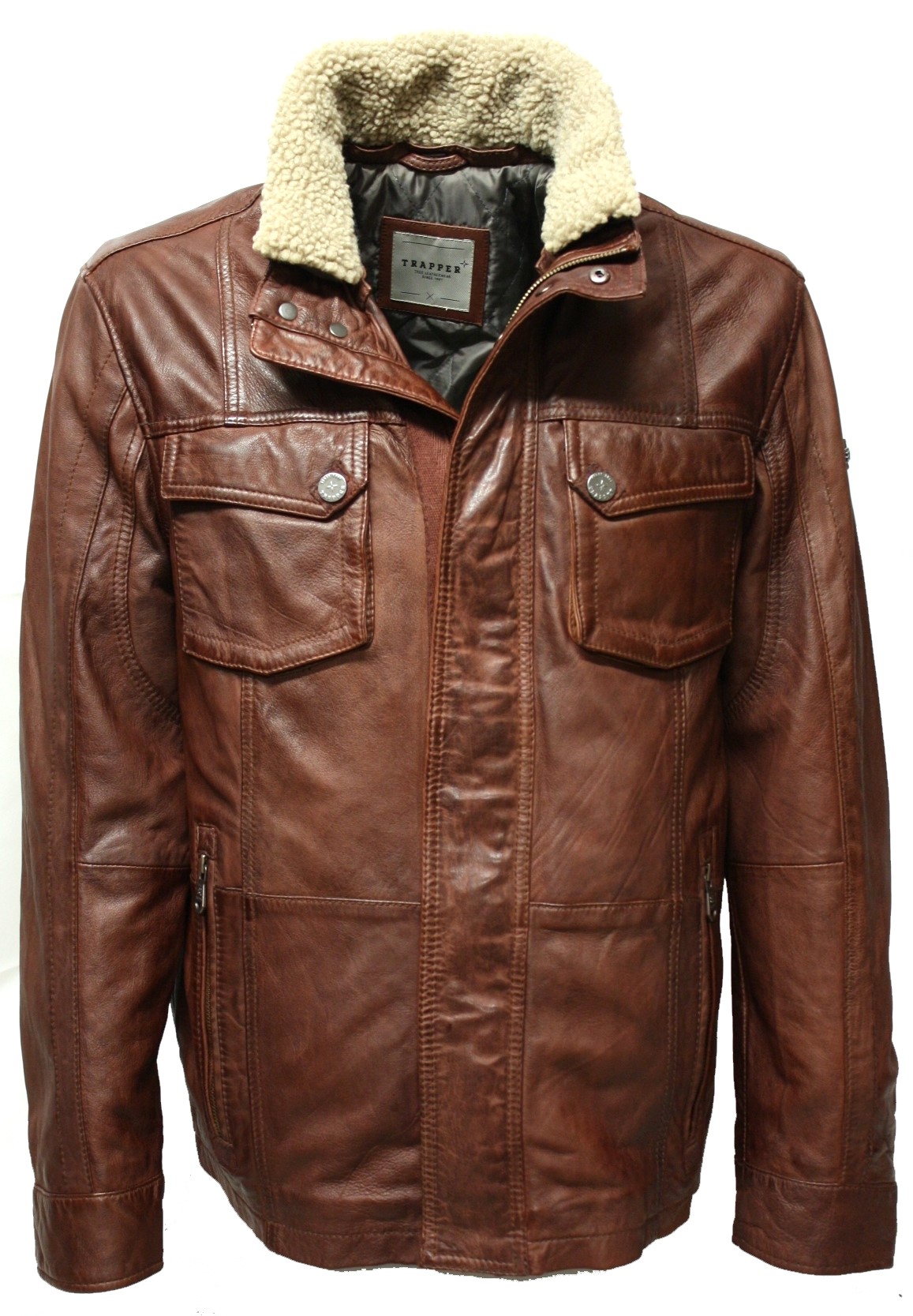 Trapper Herren Lederjacke "LOU" in washed Rotbraun