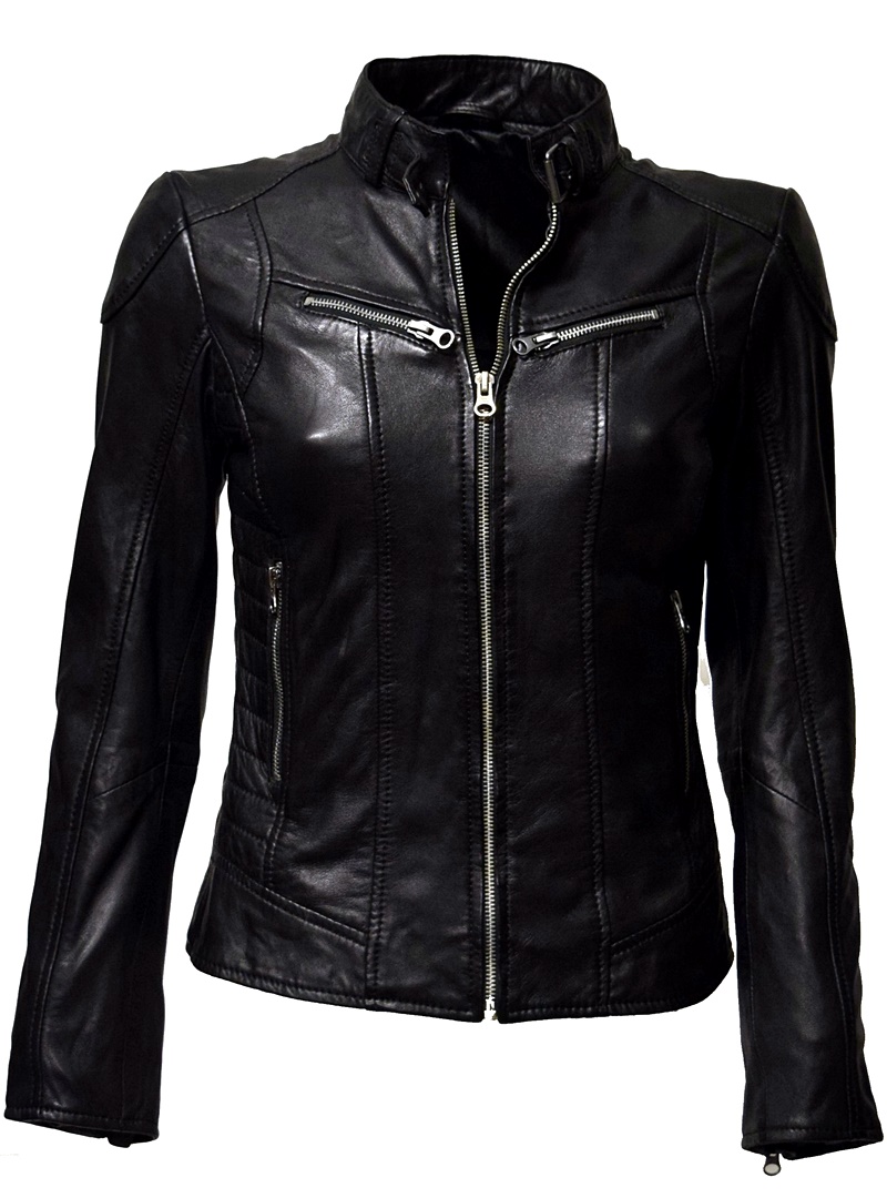 Damen Lederjacke Frida in Schwarz