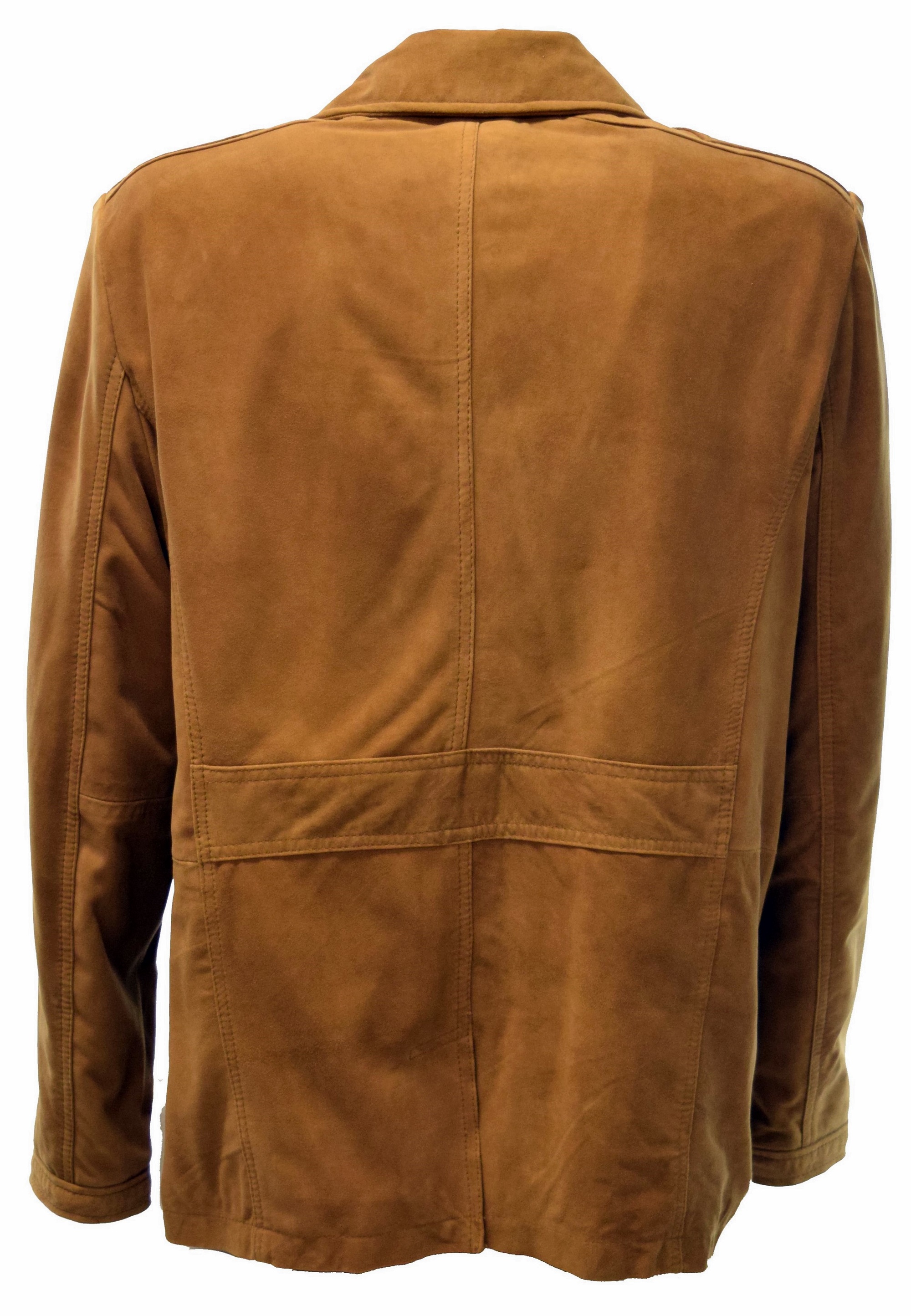 Herren Long Lederjacke Anthony Velouleder in Cognac