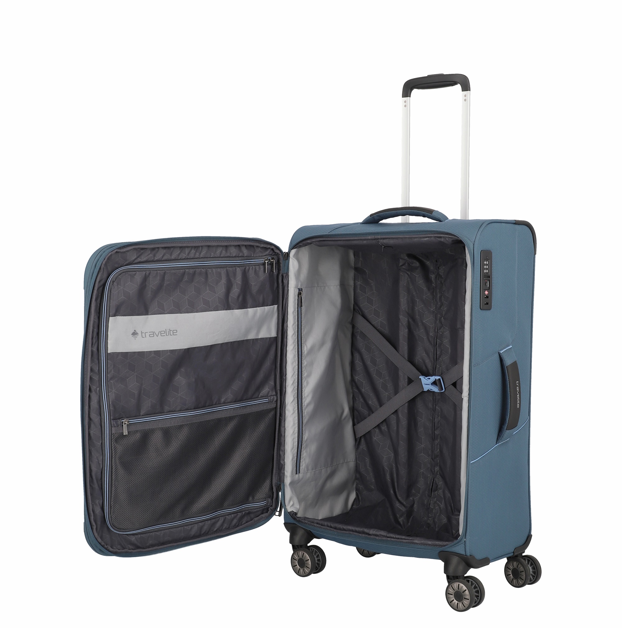 Travelite Trolley SKAII M 67 cm mit 4 Rollen Panoramablau