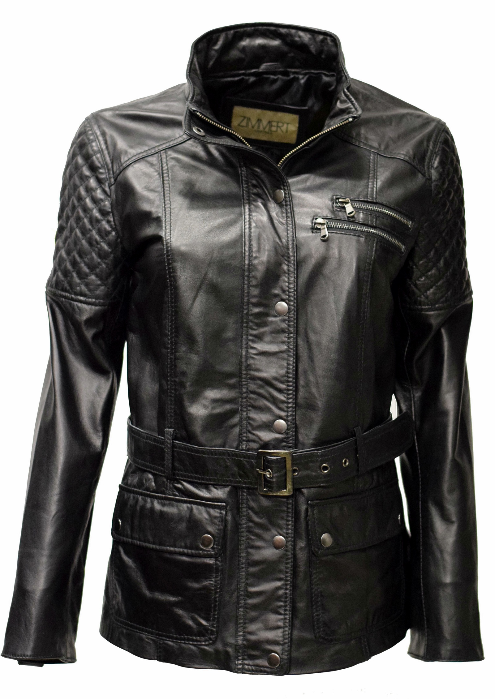 Damen Lederjacke Gyda in washed Schwarz