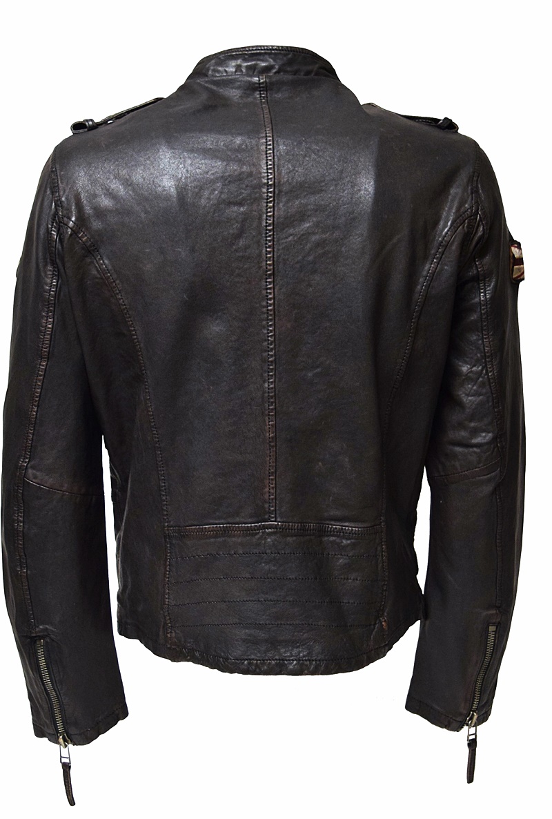 Punchball Herren Lederjacke "Norton" in washed Charcoal