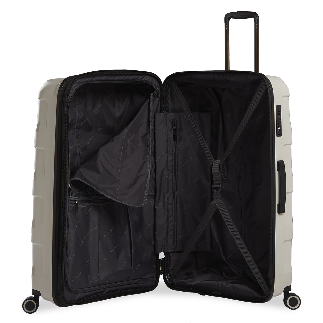 Stratic Straw Plus Trolley L 76 cm mit 4 Rollen aus Bio Kunststoff Beige