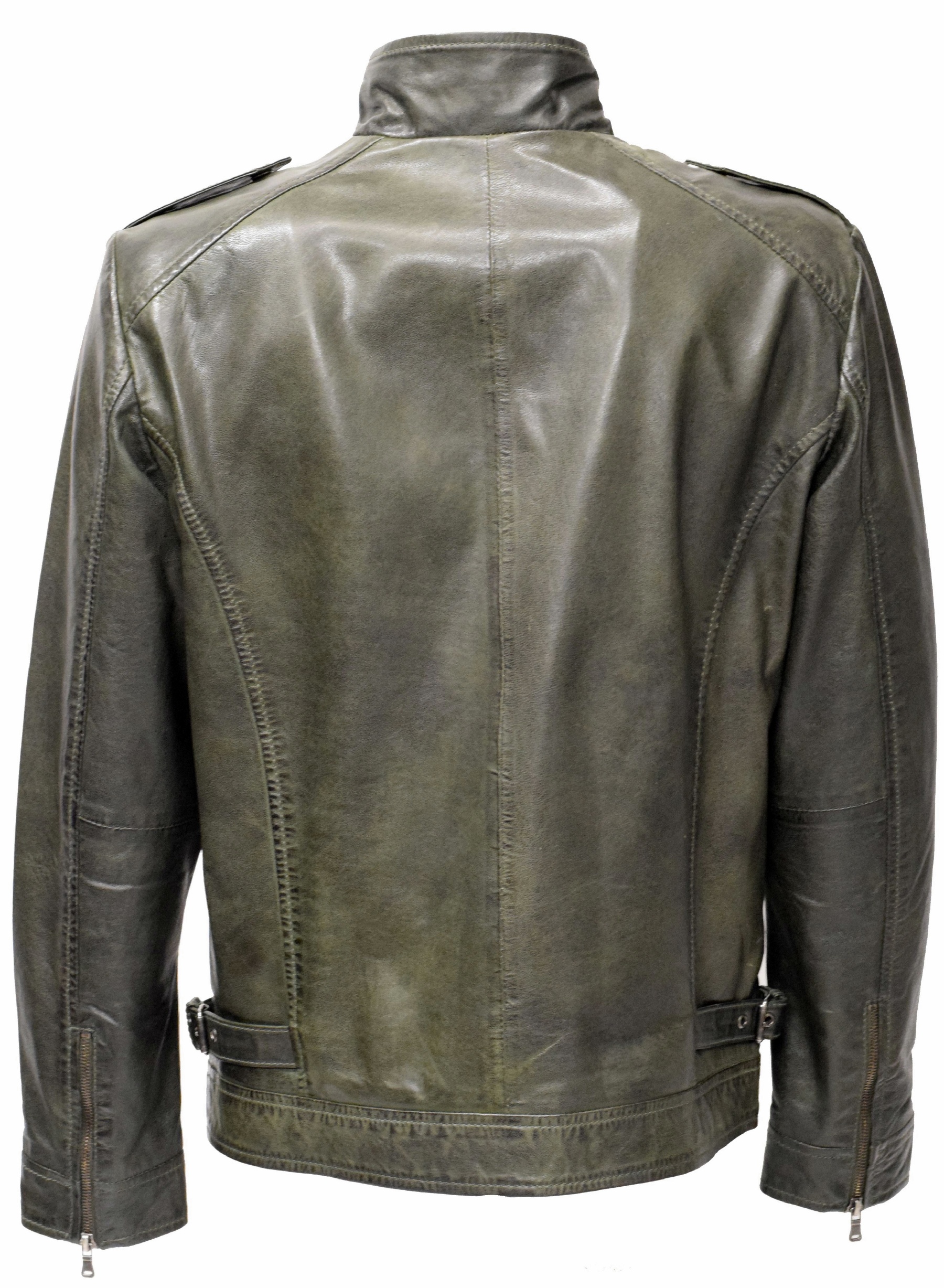 Herren Lederjacke Berny washed Dunkelgrün