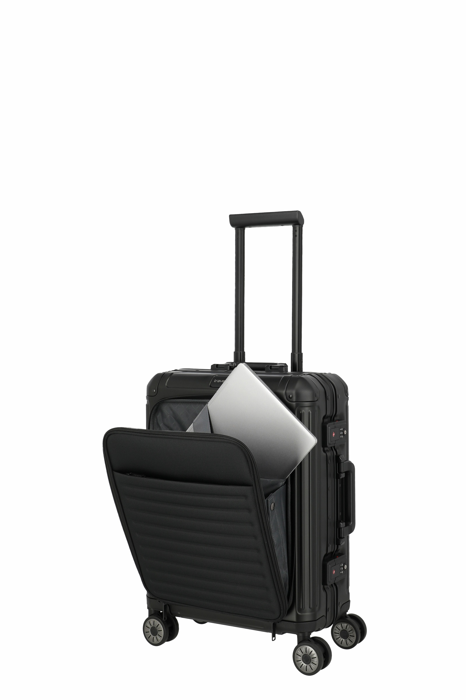 Travelite Aluminium Trolley Next 2.0 Vortasche S 55 cm mit 4 Rollen Schwarz