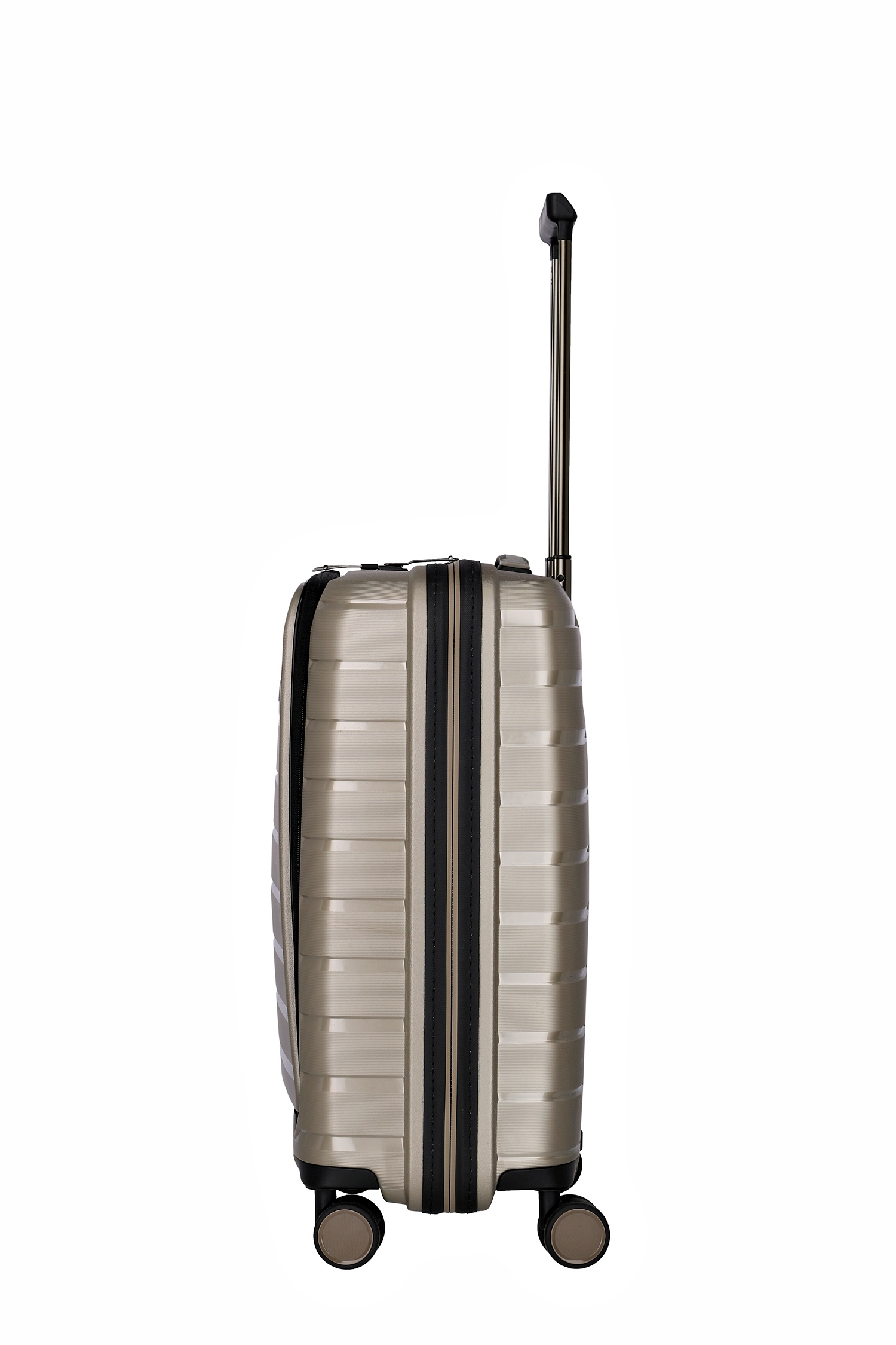 Travelite Koffer Air Base Vortasche 4 Rollen Trolley 55 cm S+ Champagner