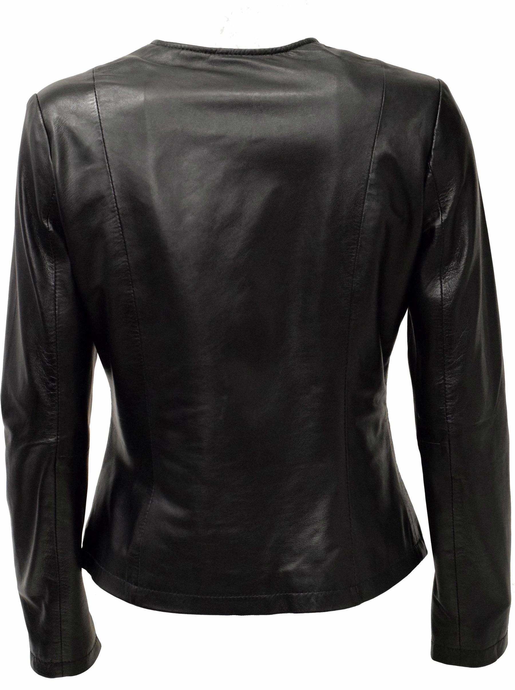 Damen Lederjacke Minni in washed Schwarz