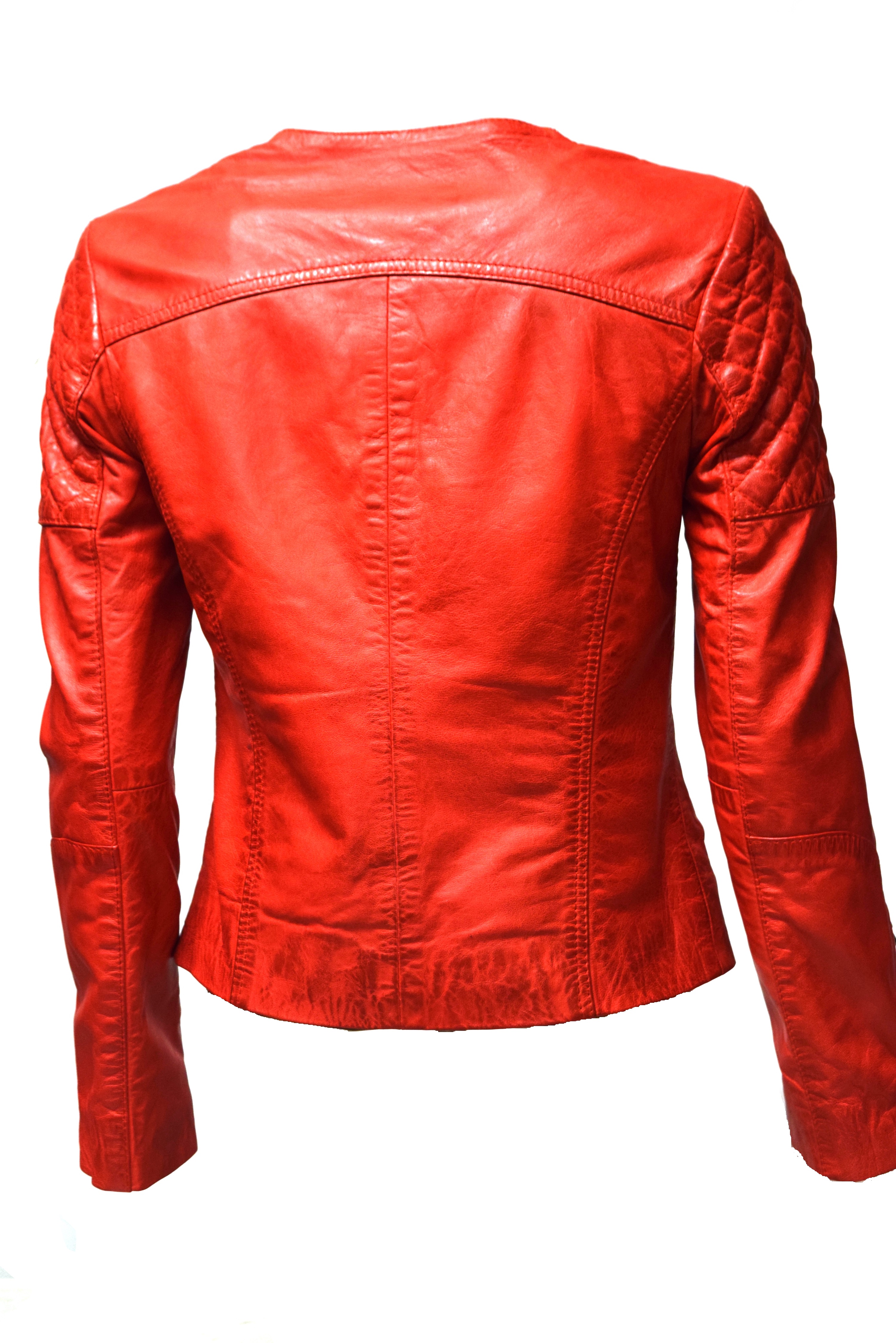 Damen Lederjacke "Lisa" in washed Rot