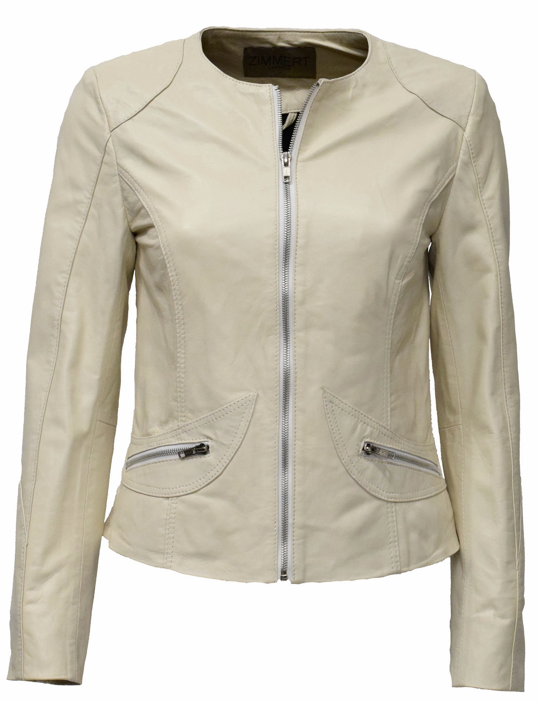 Damen Lederjacke Bea in washed Cremeweiss