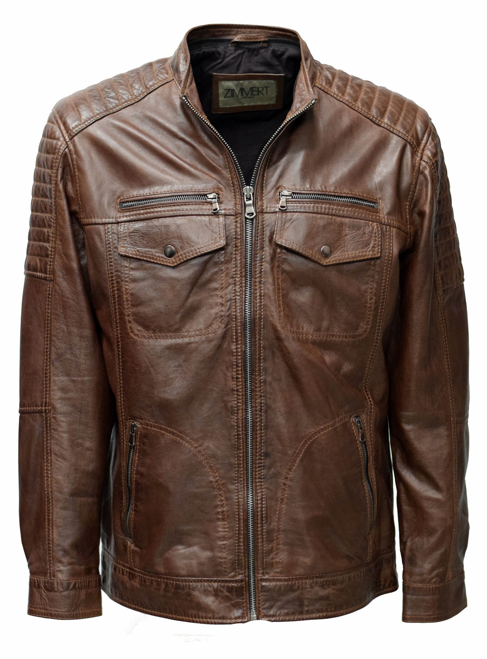 Herren Lederjacke Ray washed Kastanie Braun