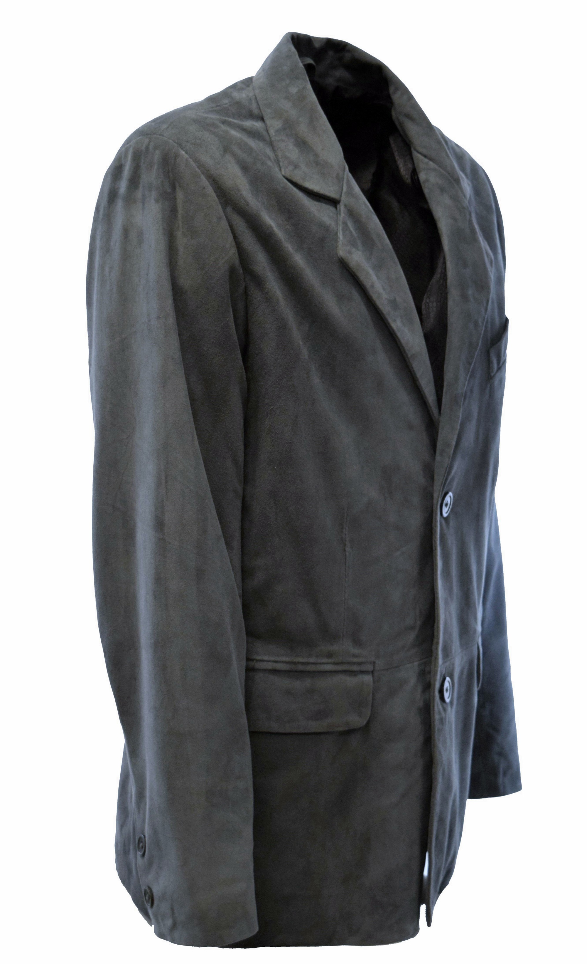 Herren Ledersakko Bruno II Velourleder in Graublau