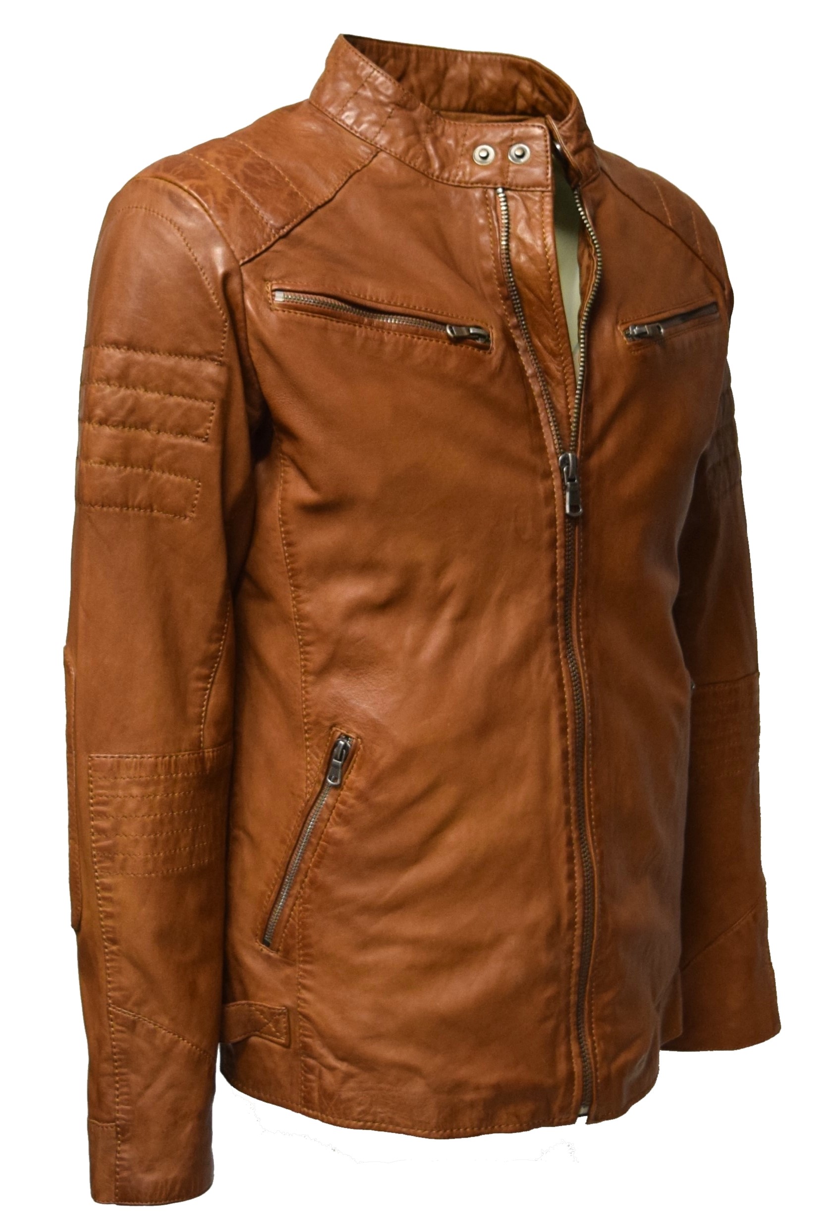 Herren Lederjacke Stan washed Cognac Braun