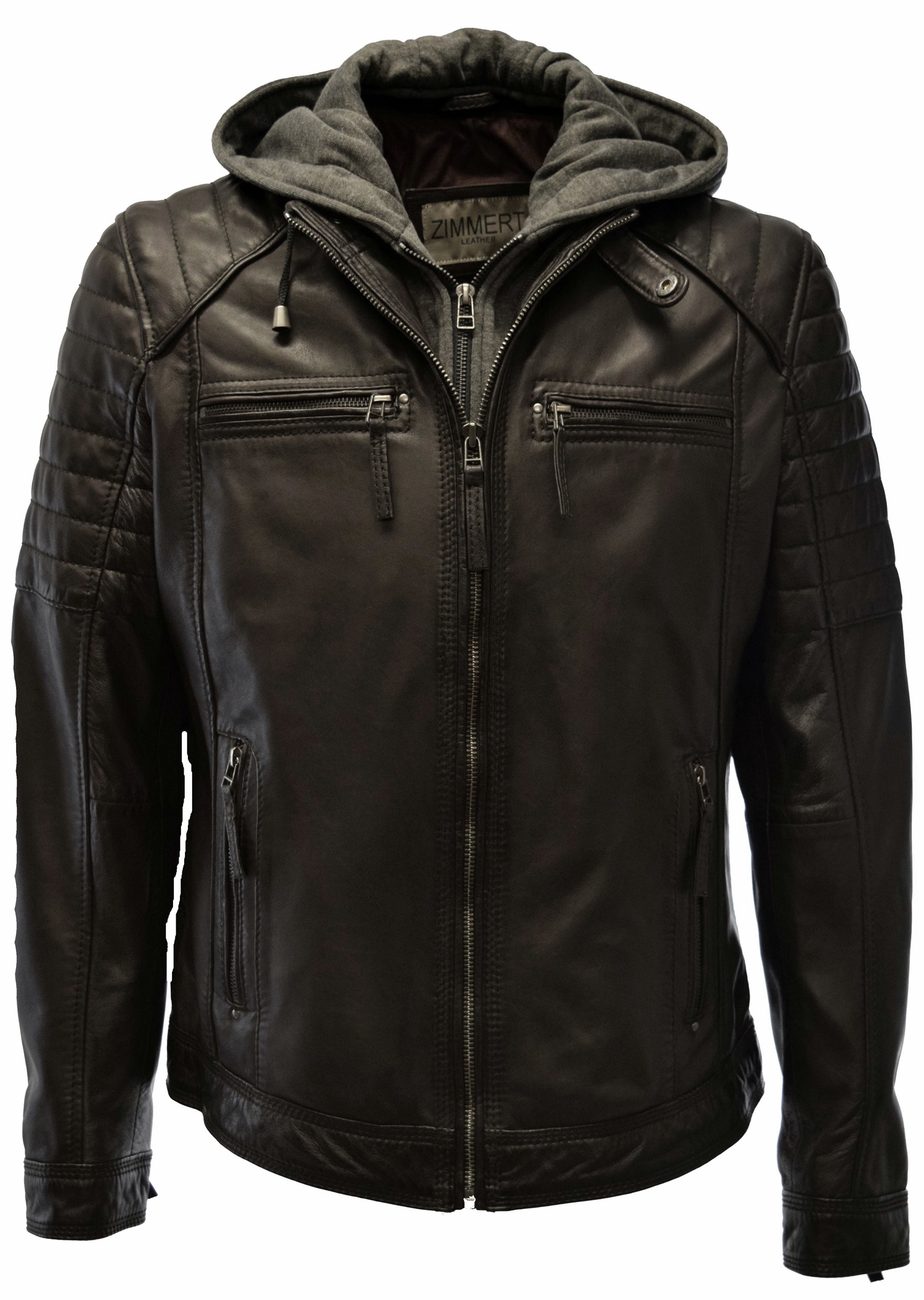 Herren Lederjacke Carlo gesteppt in washed Schwarz