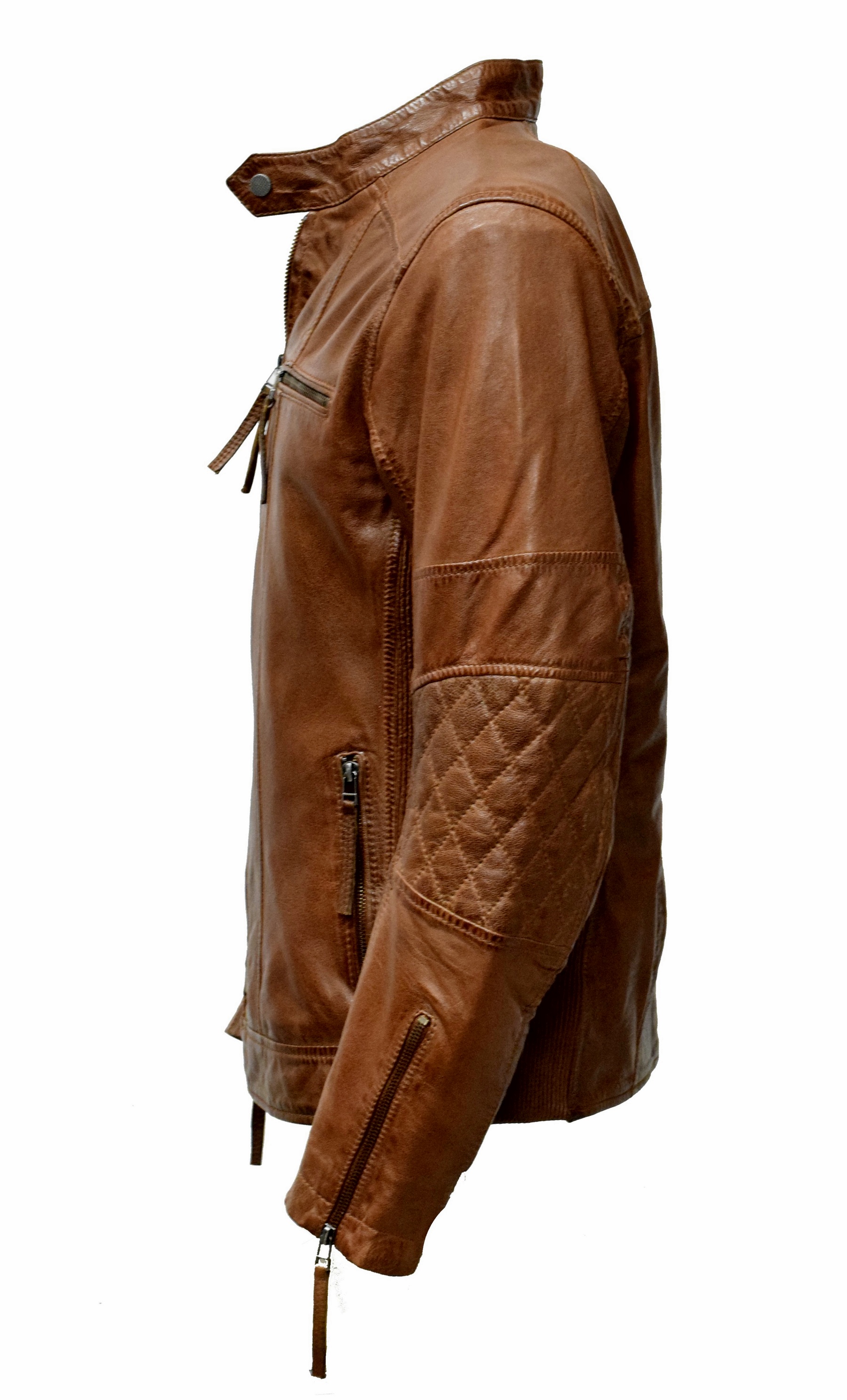 Herren Lederjacke Marco gesteppt in washed Cognac