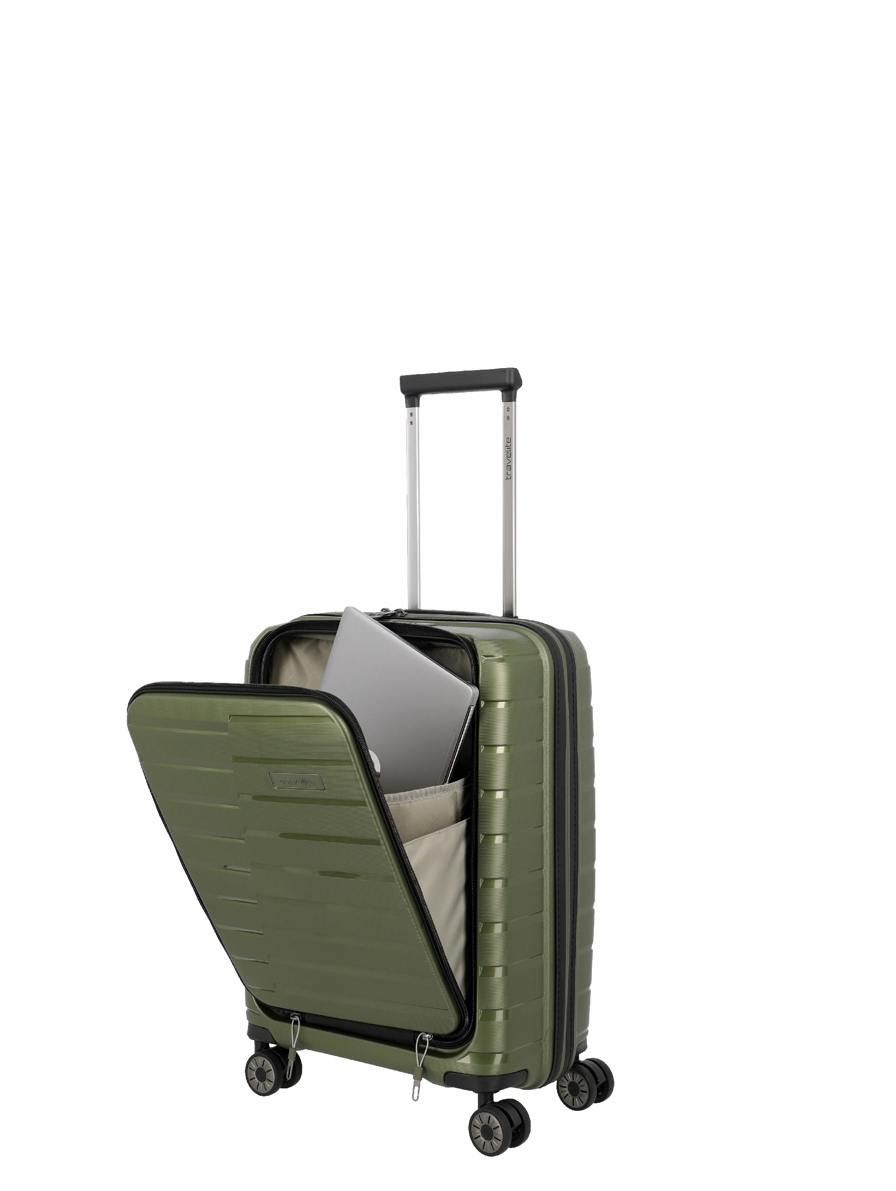 Travelite Koffer Air Base Vortasche 4 Rollen Trolley 55 cm S+ Olive