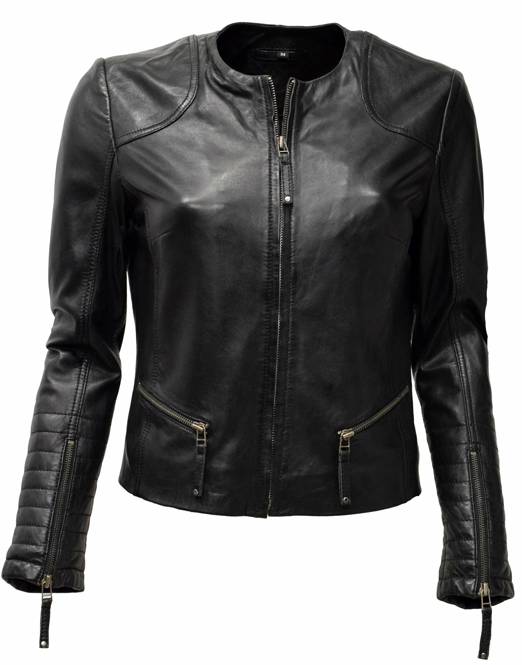Damen Lederjacke "BINI" in washed Schwarz