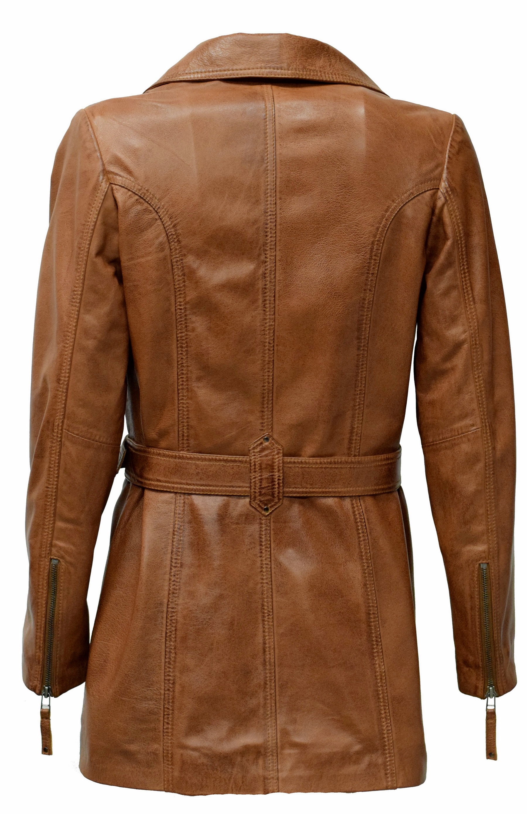 Damen Ledermantel Lara in washed Cognac
