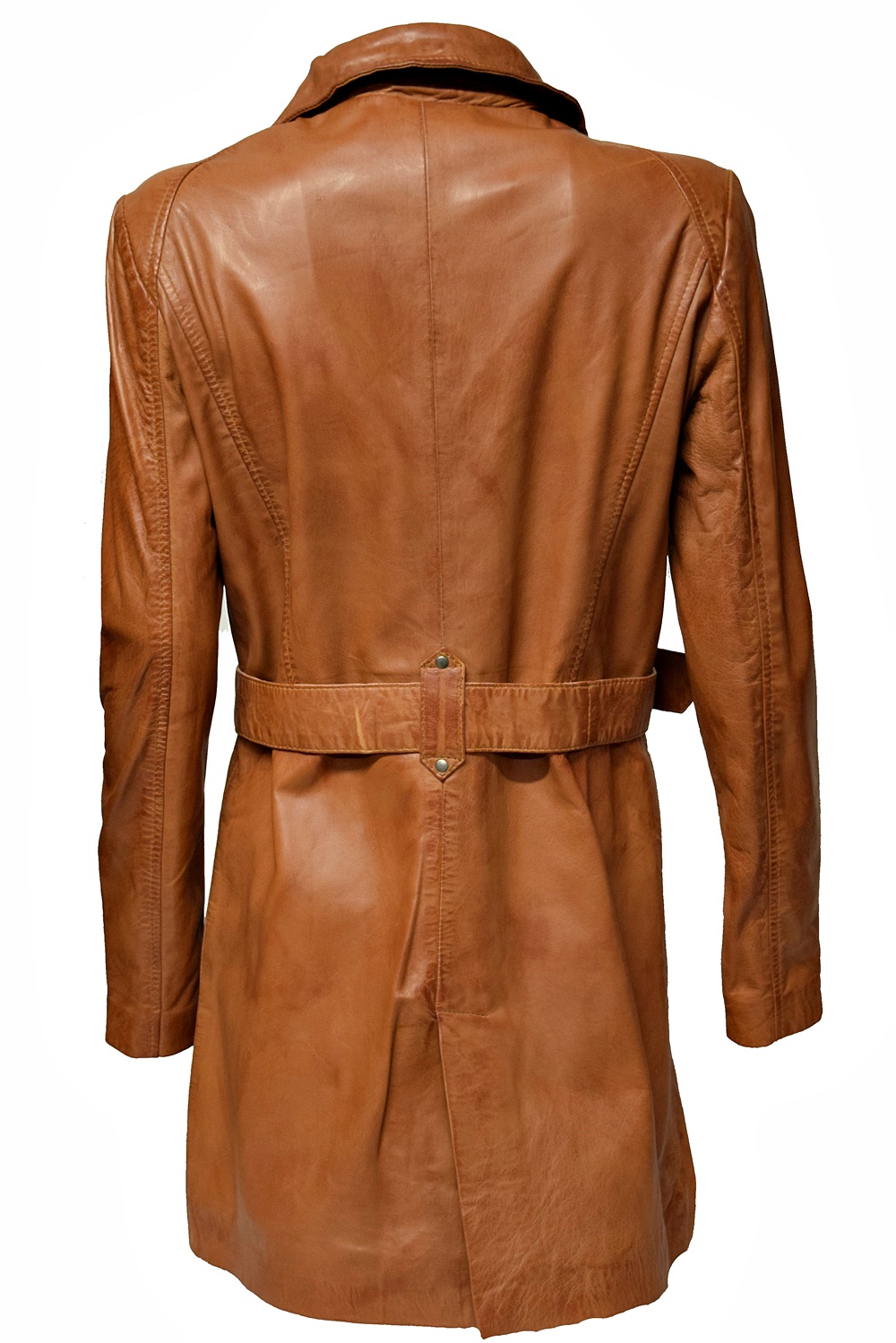 Damen Biker Ledermantel Una washed Cognac