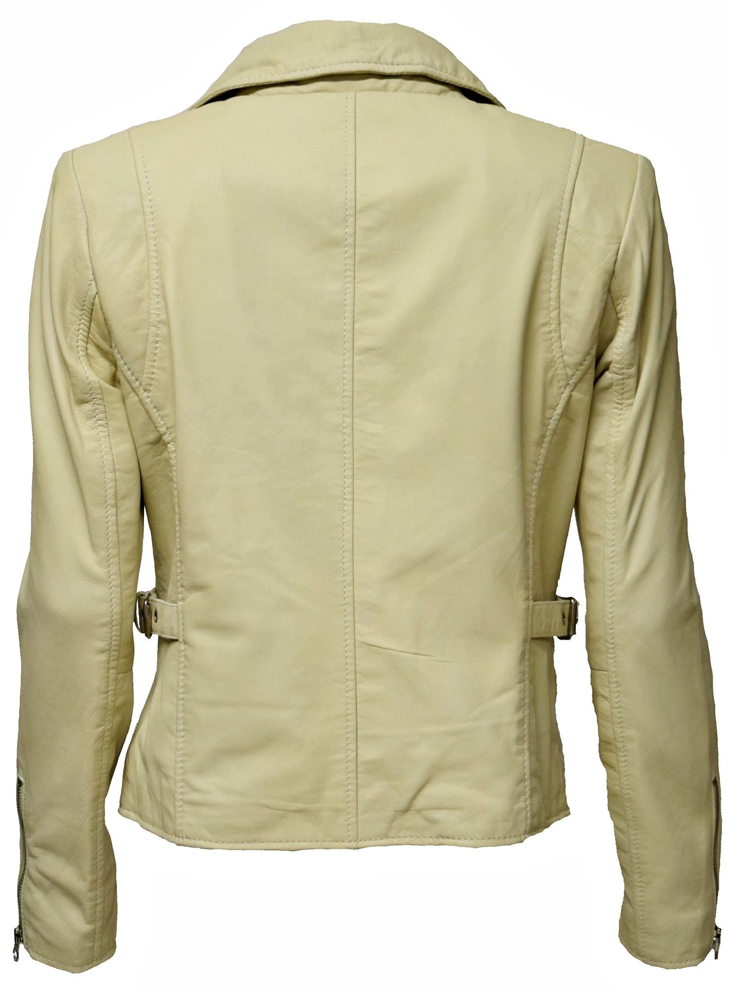 Damen Lederjacke Stella im Biker Stil in Pale Beige