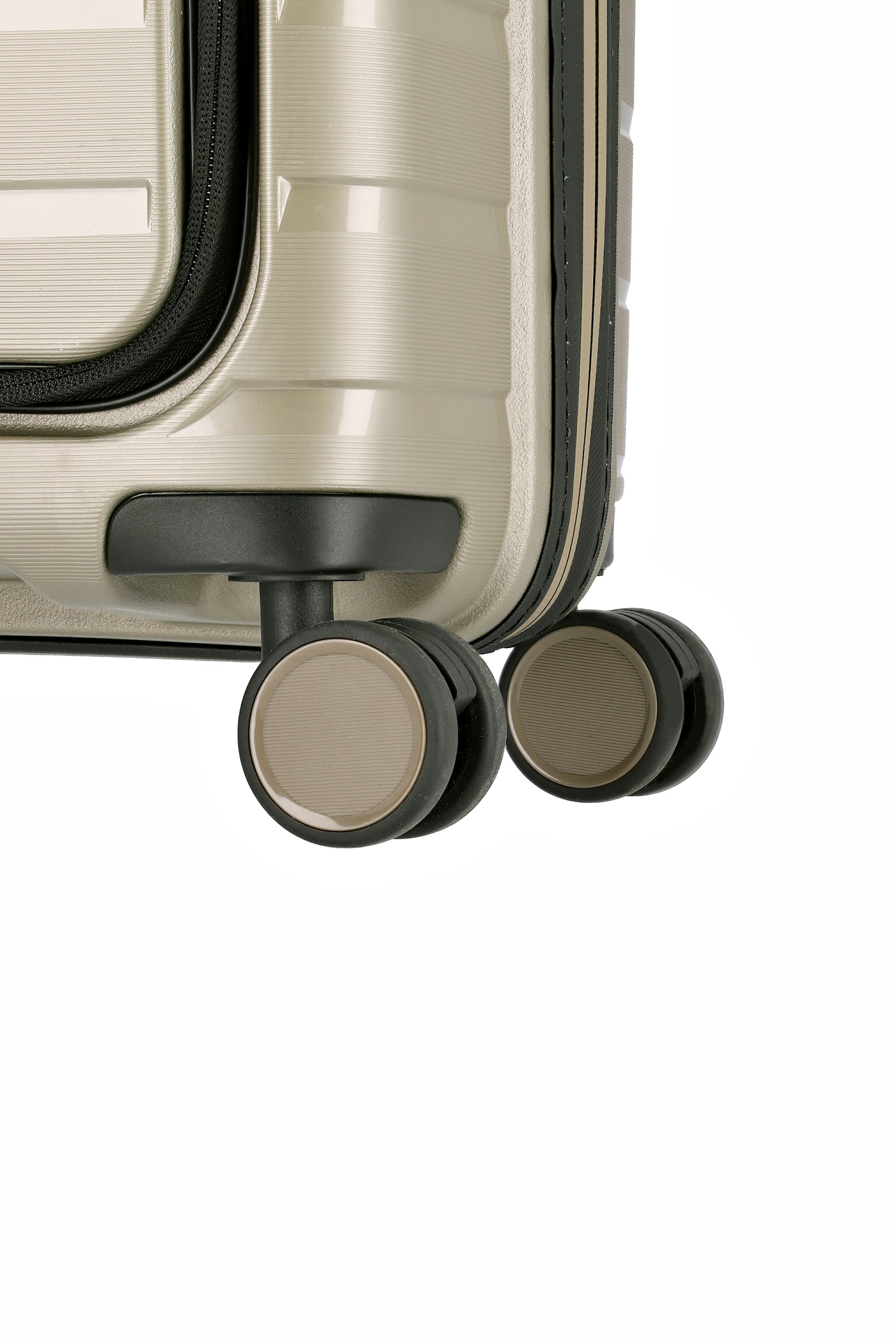 Travelite Koffer Air Base Vortasche 4 Rollen Trolley 55 cm S+ Champagner