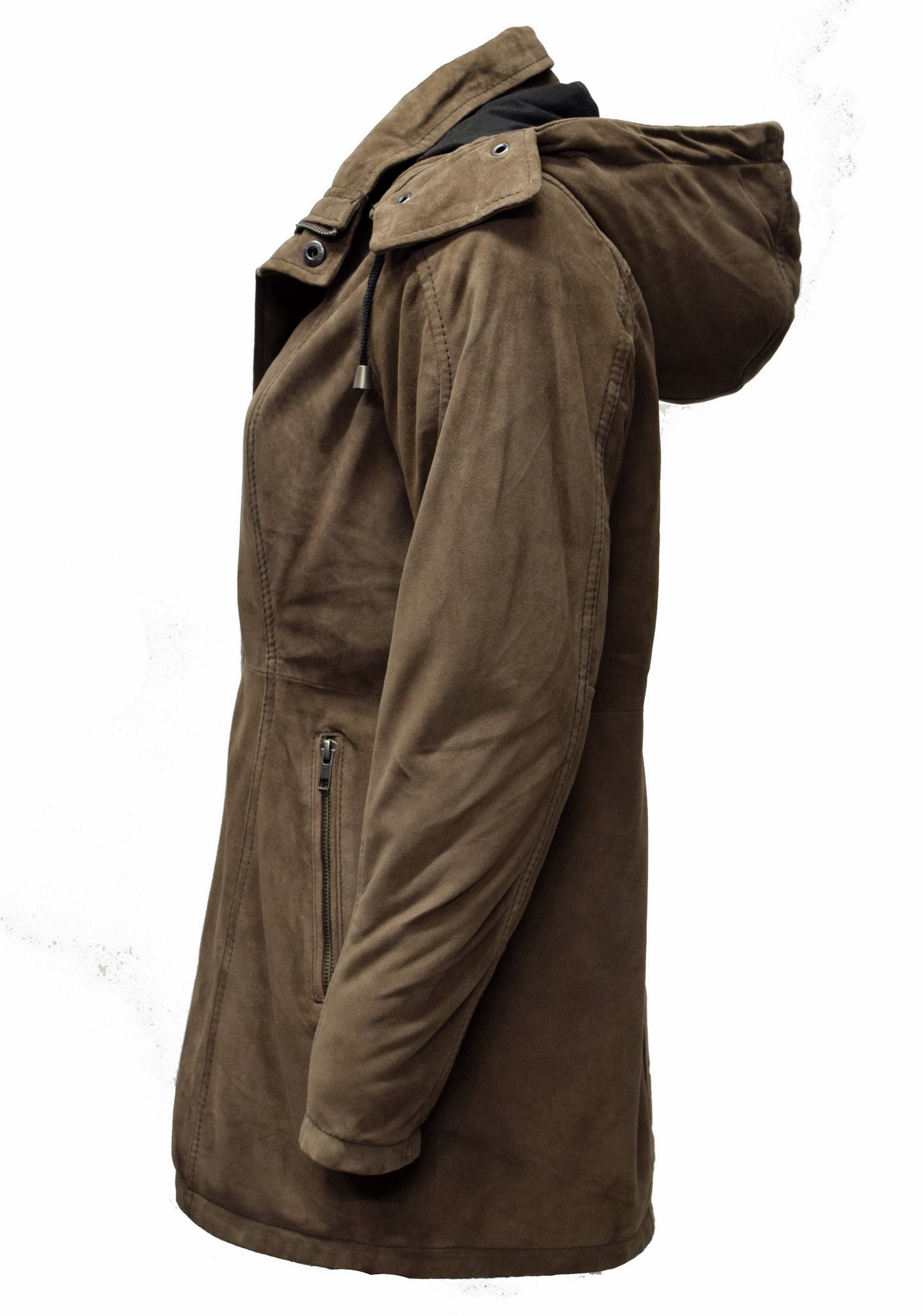 Damen Ziegenvelour Lederjacke Pauline in Schlamm