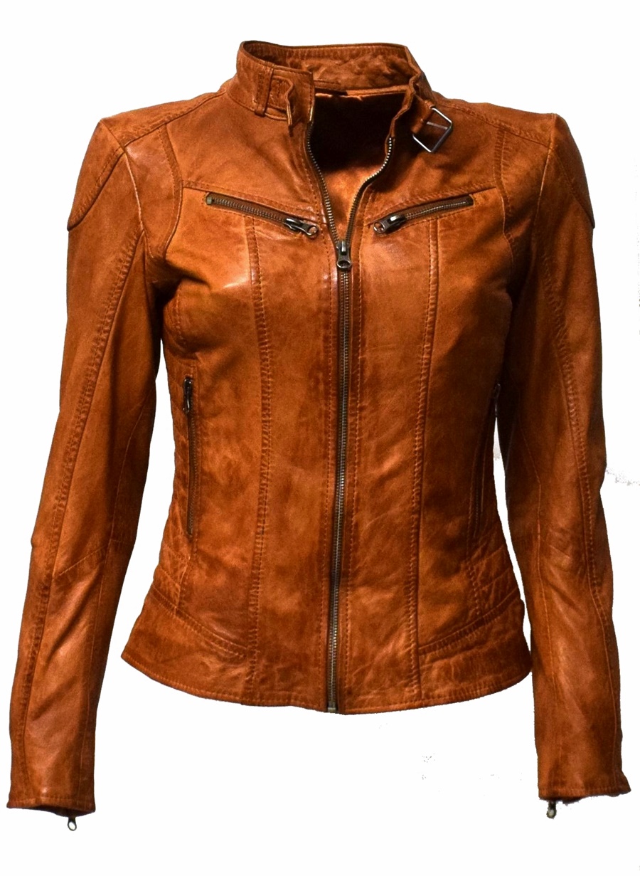 Damen Lederjacke Frida in Cognac