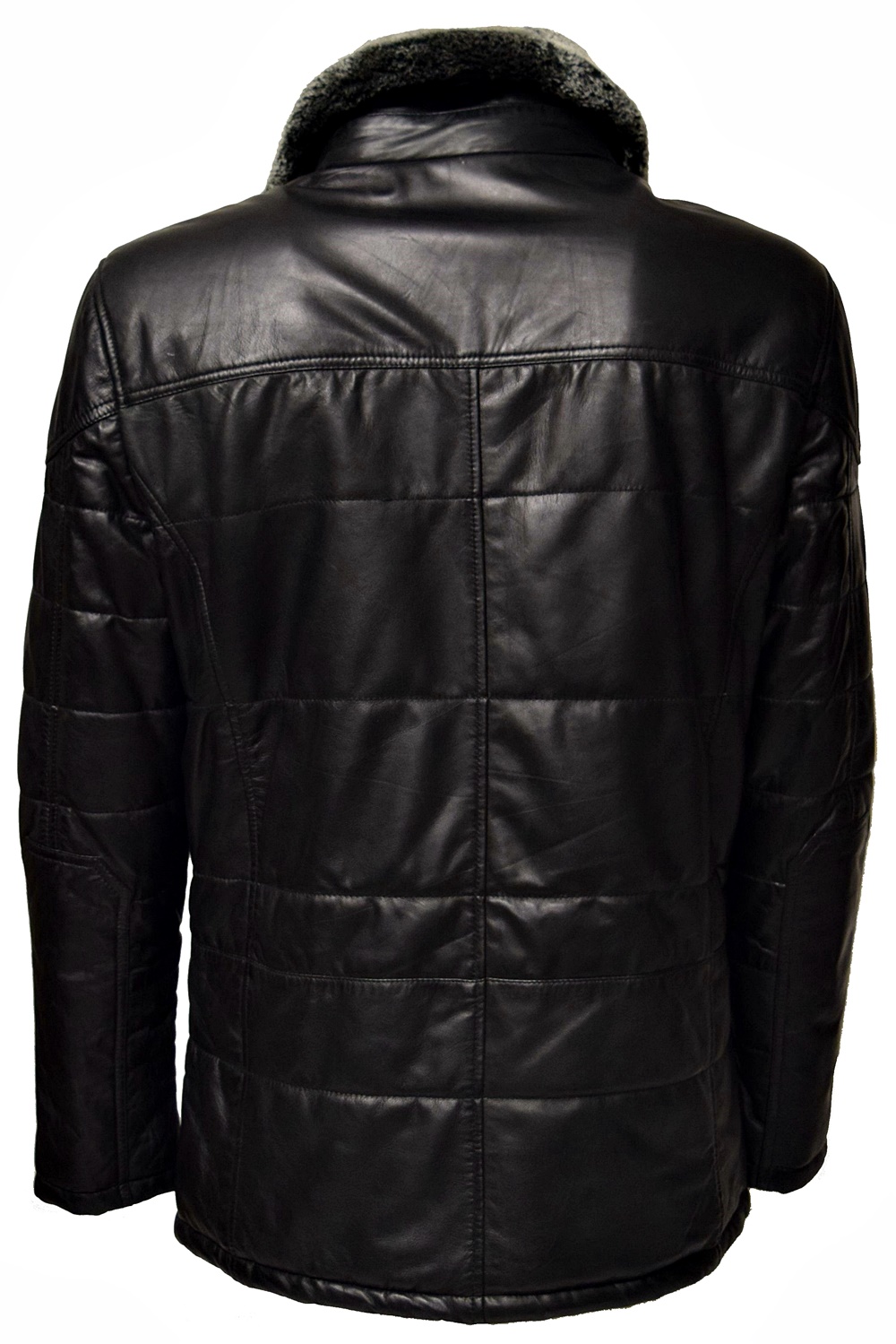 Herren Long Stepp-Lederjacke Sid in Schwarz