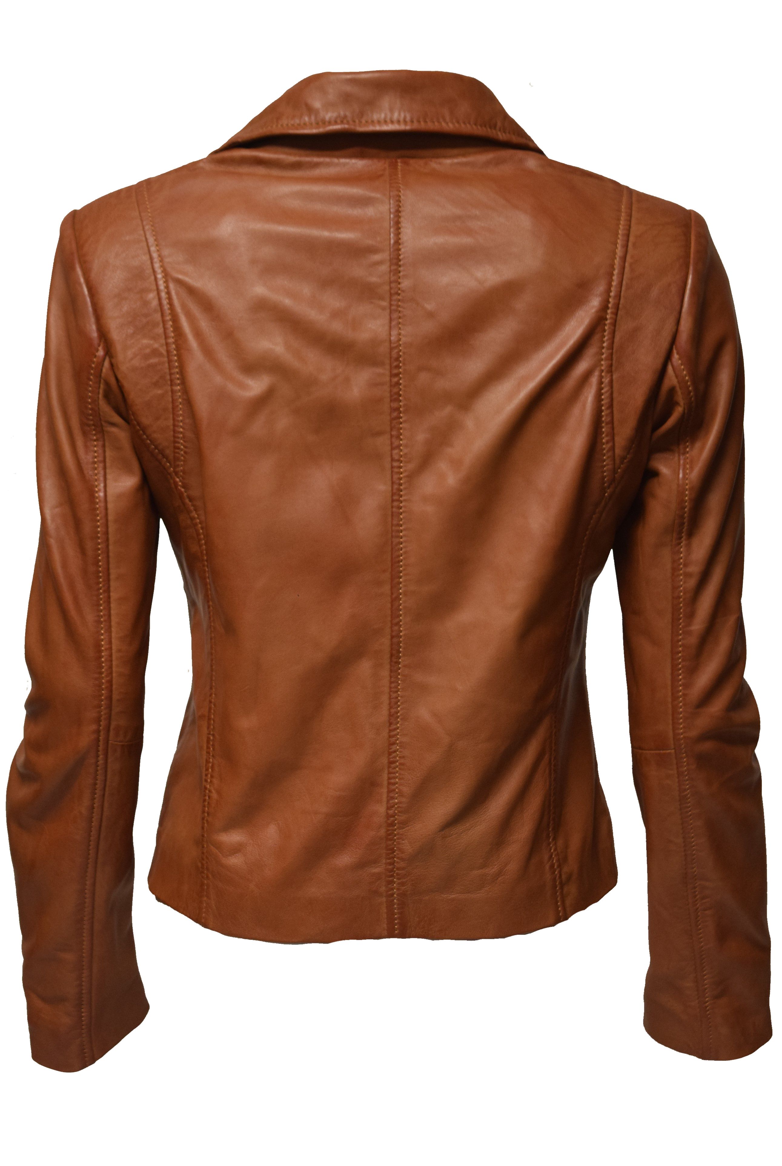 Damen Lederjacke Bebie in washed Dunkelcognac