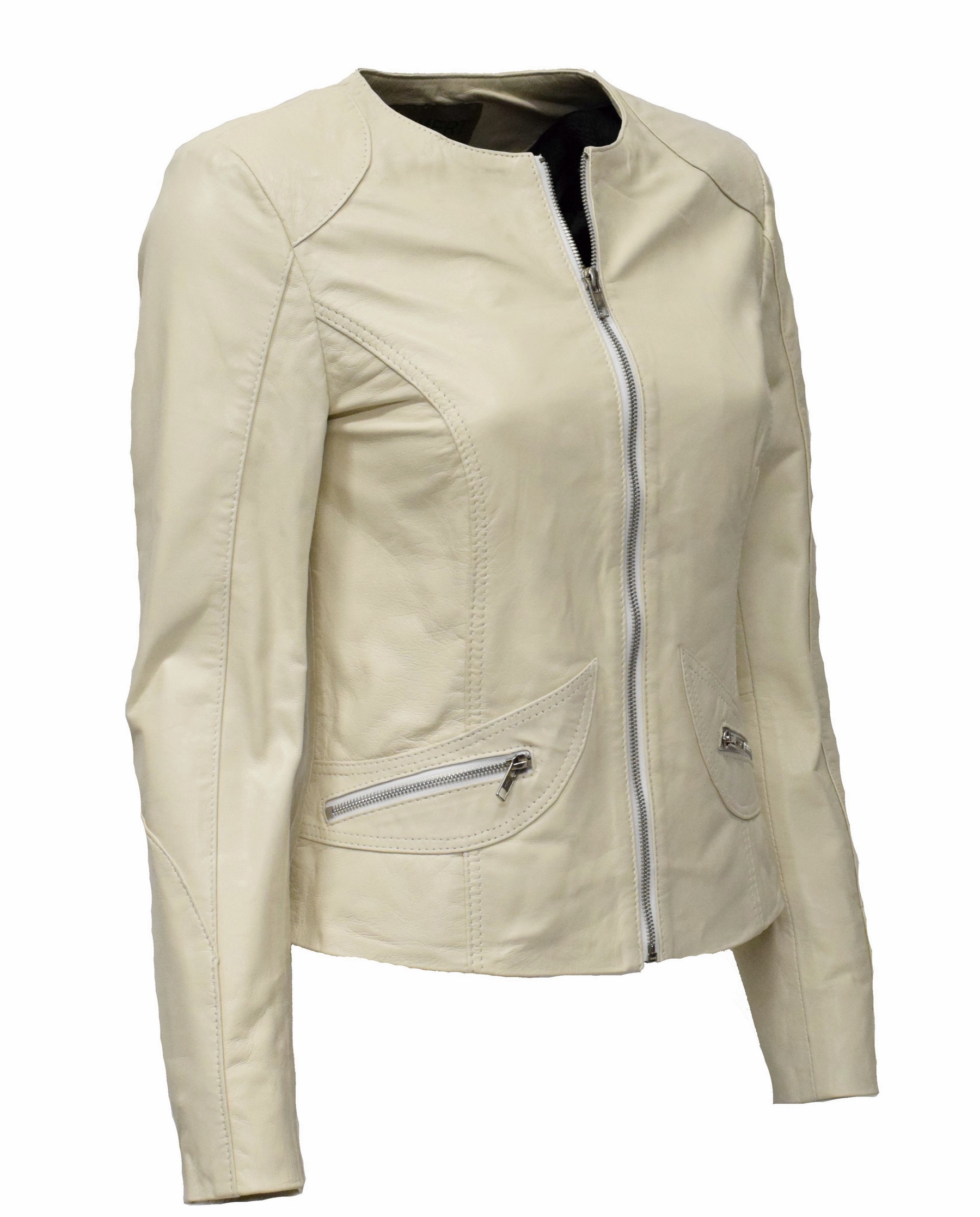 Damen Lederjacke Bea in washed Cremeweiss