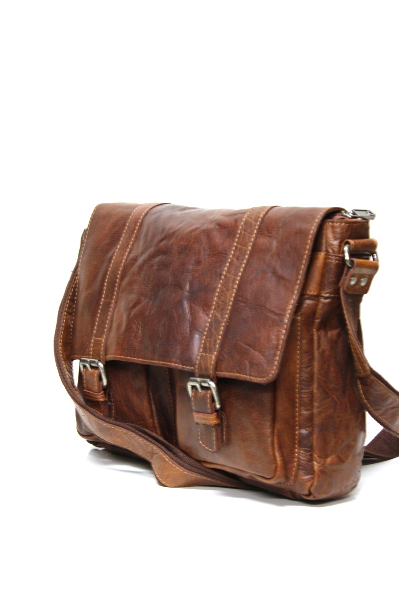 Spikes & Sparrow Laptop Messenger im Vintage Leder in Brandy