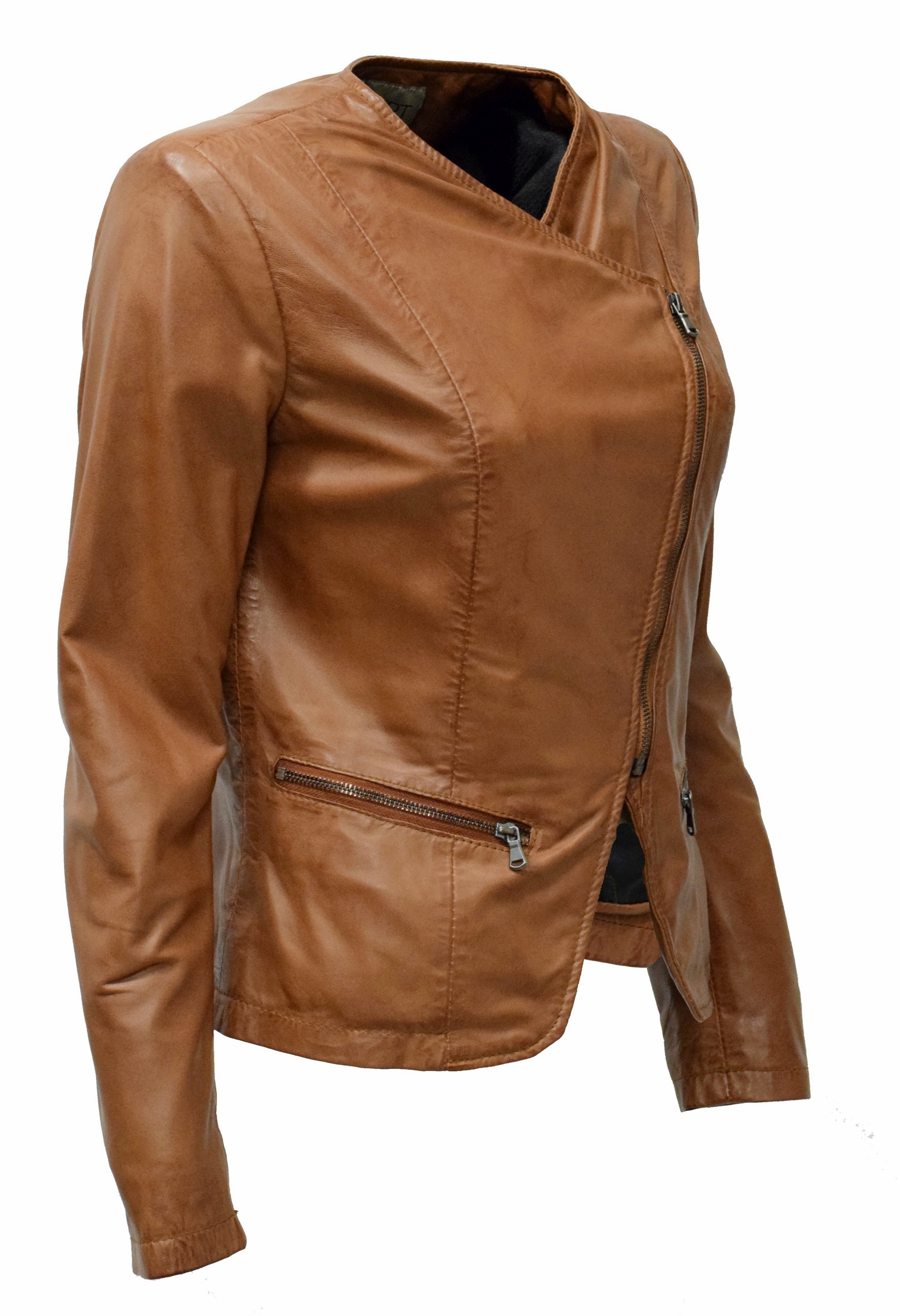 Damen Lederjacke Minni in washed Cognac