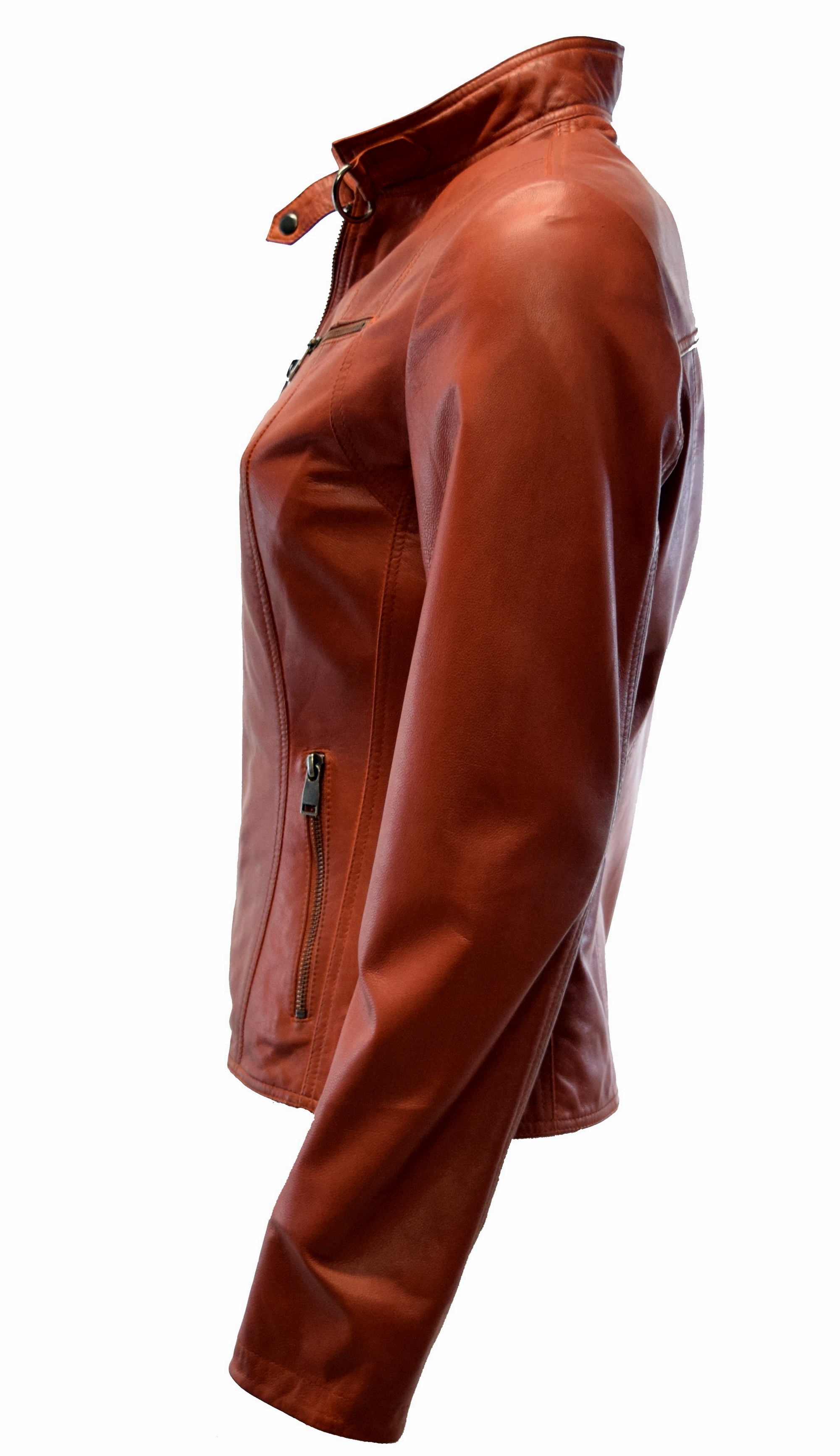 Damen Lederjacke P-14-01 washed Rostorange