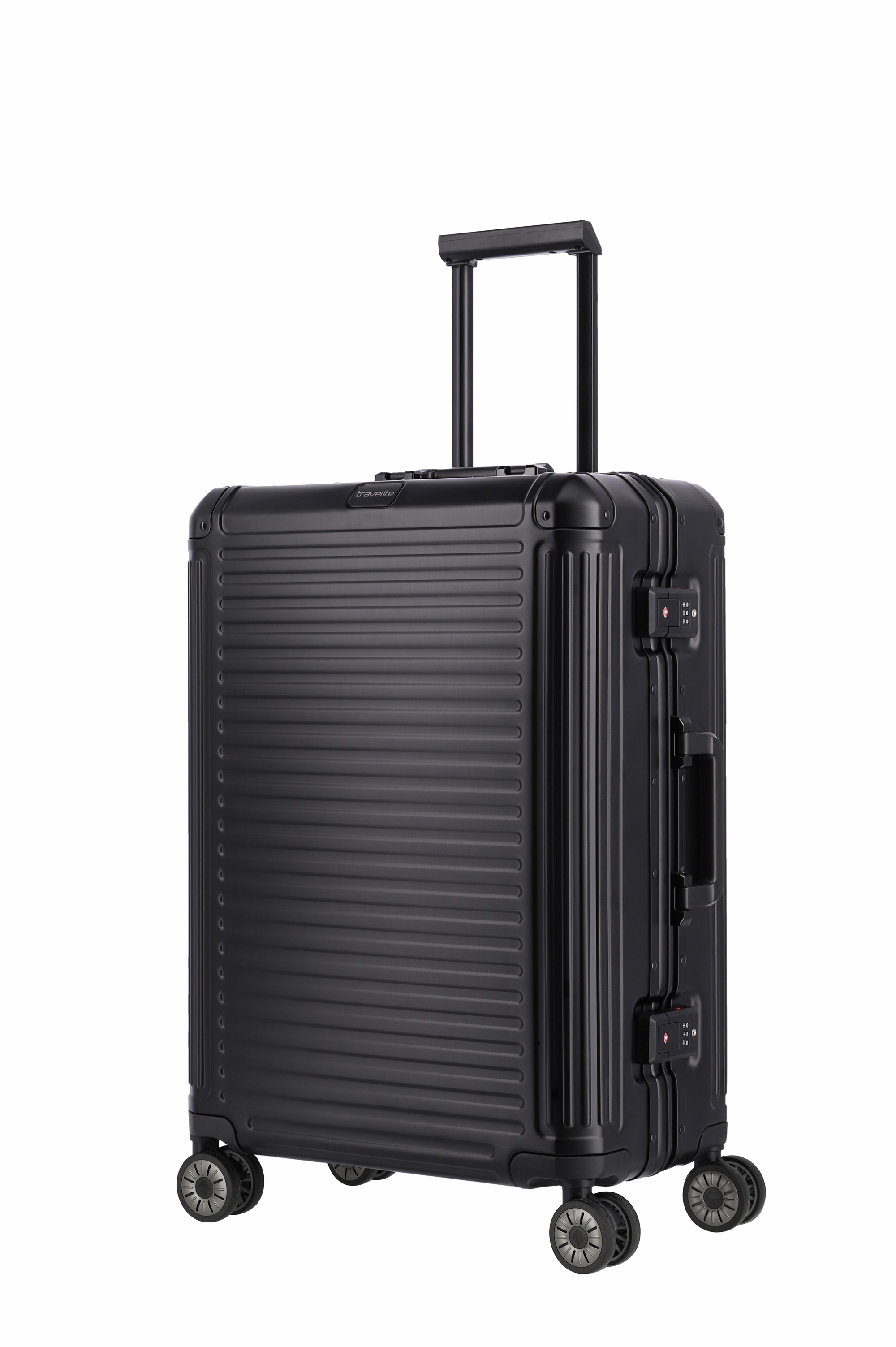 *Travelite Aluminium Trolley Next M 66 cm mit 4 Rollen Schwarz 