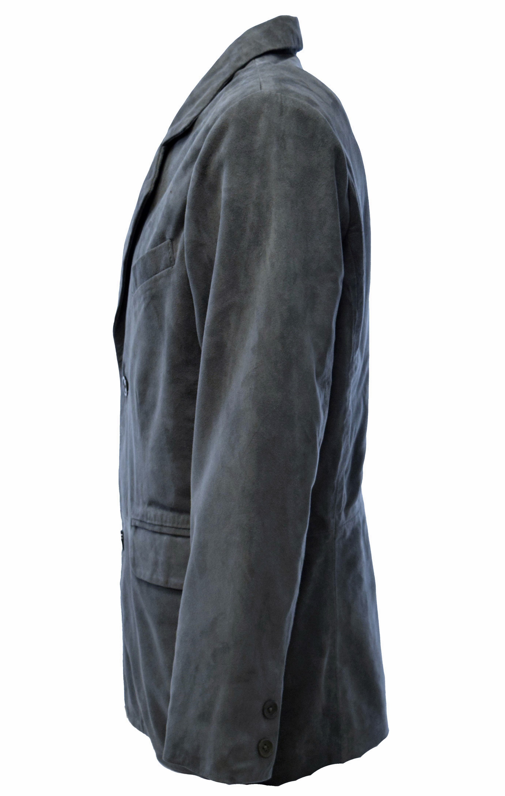 Herren Ledersakko Bruno II Velourleder in Graublau