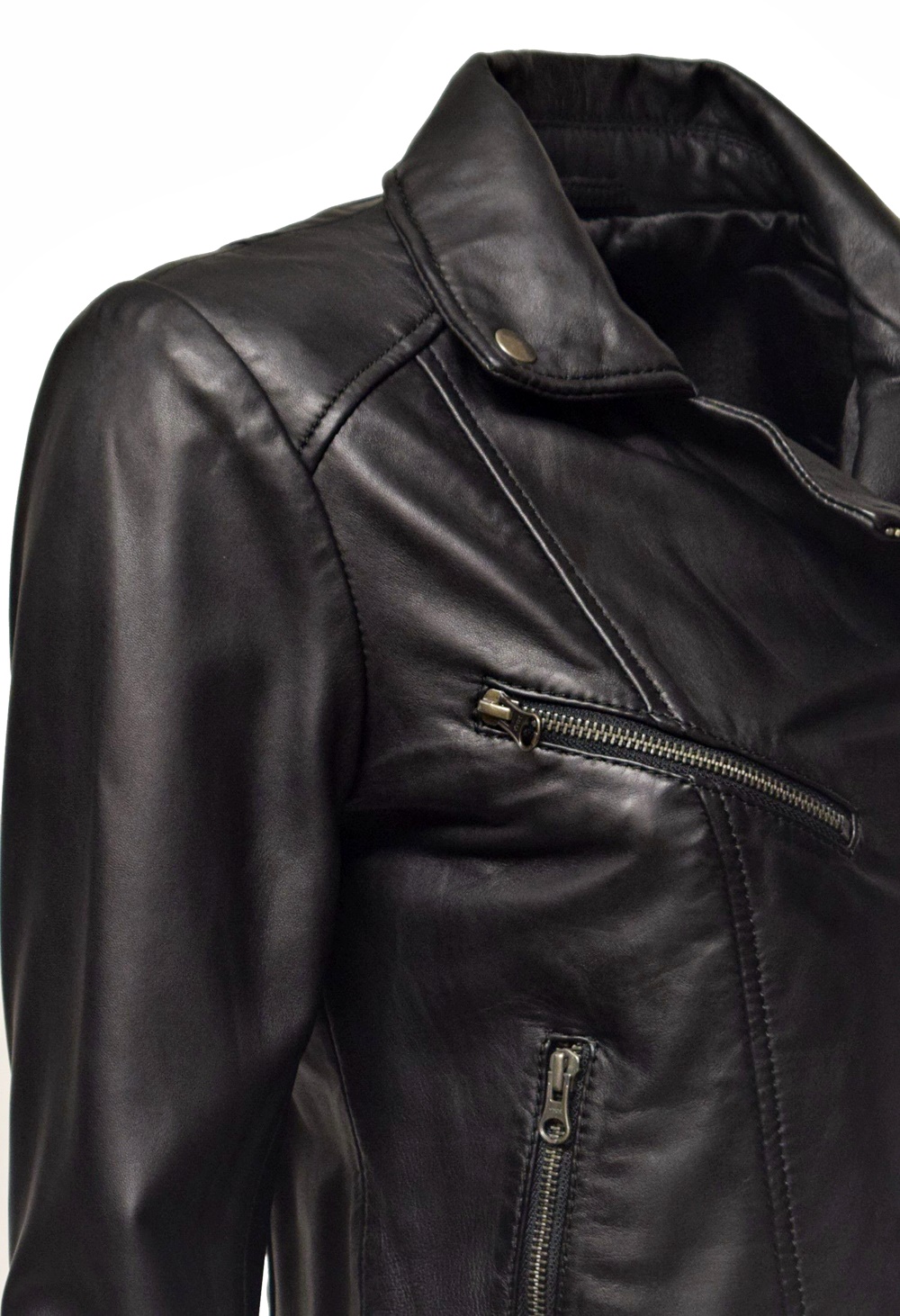 Damen Lederjacke Bebie in washed Schwarz