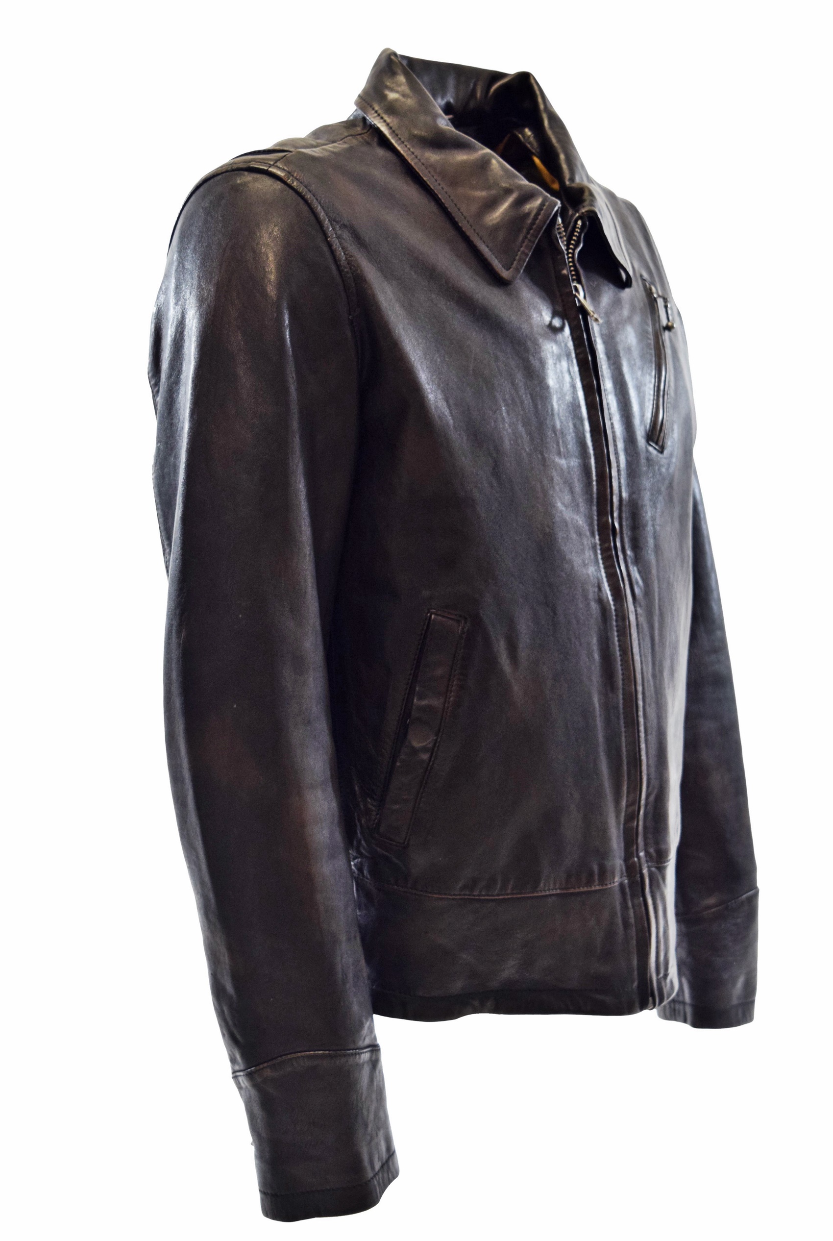 Herren Lederjacke Greyson im Blouson Stil in der Vintage Farbe Schwarz Braun