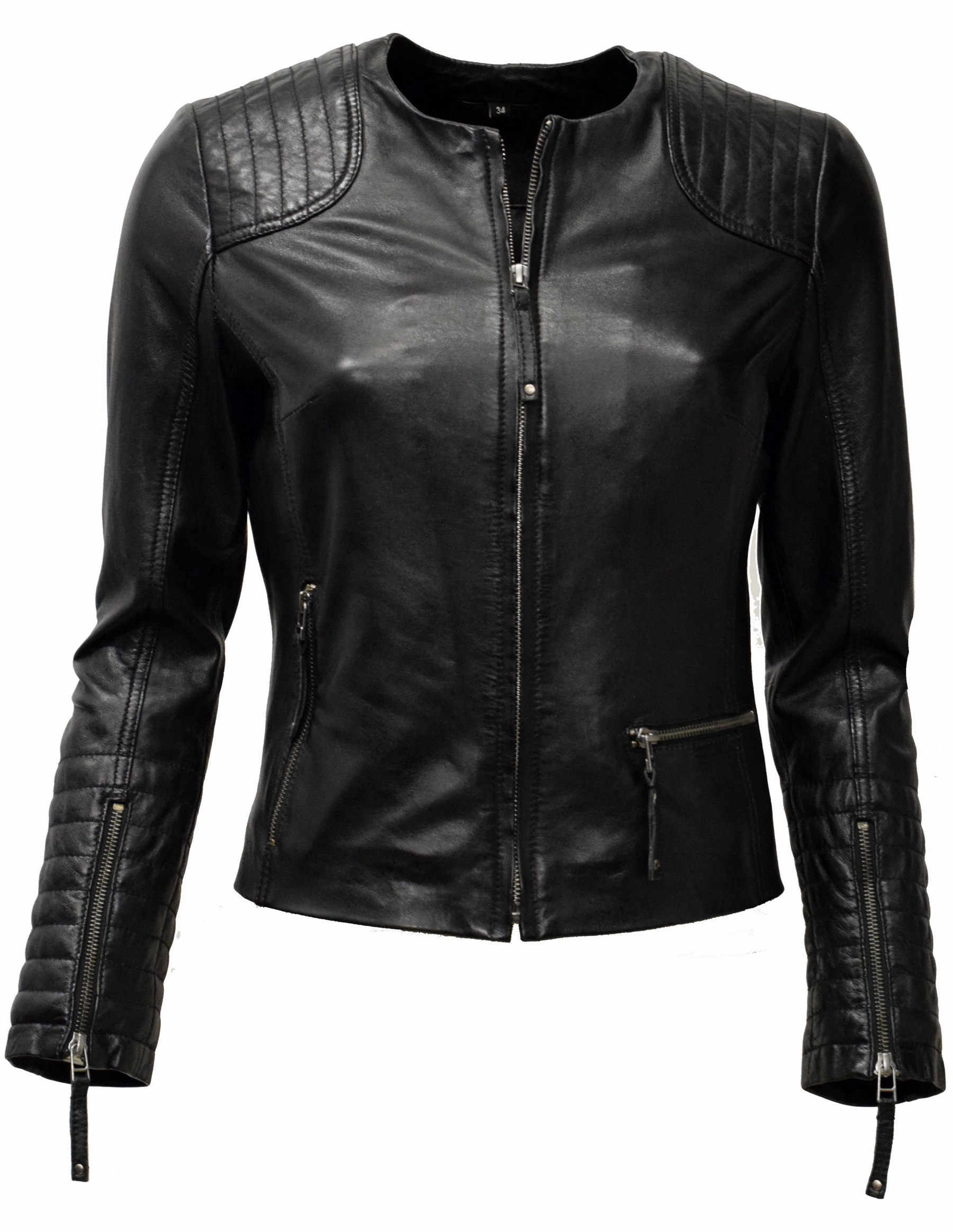 Damen Lederjacke Luisa in washed Schwarz