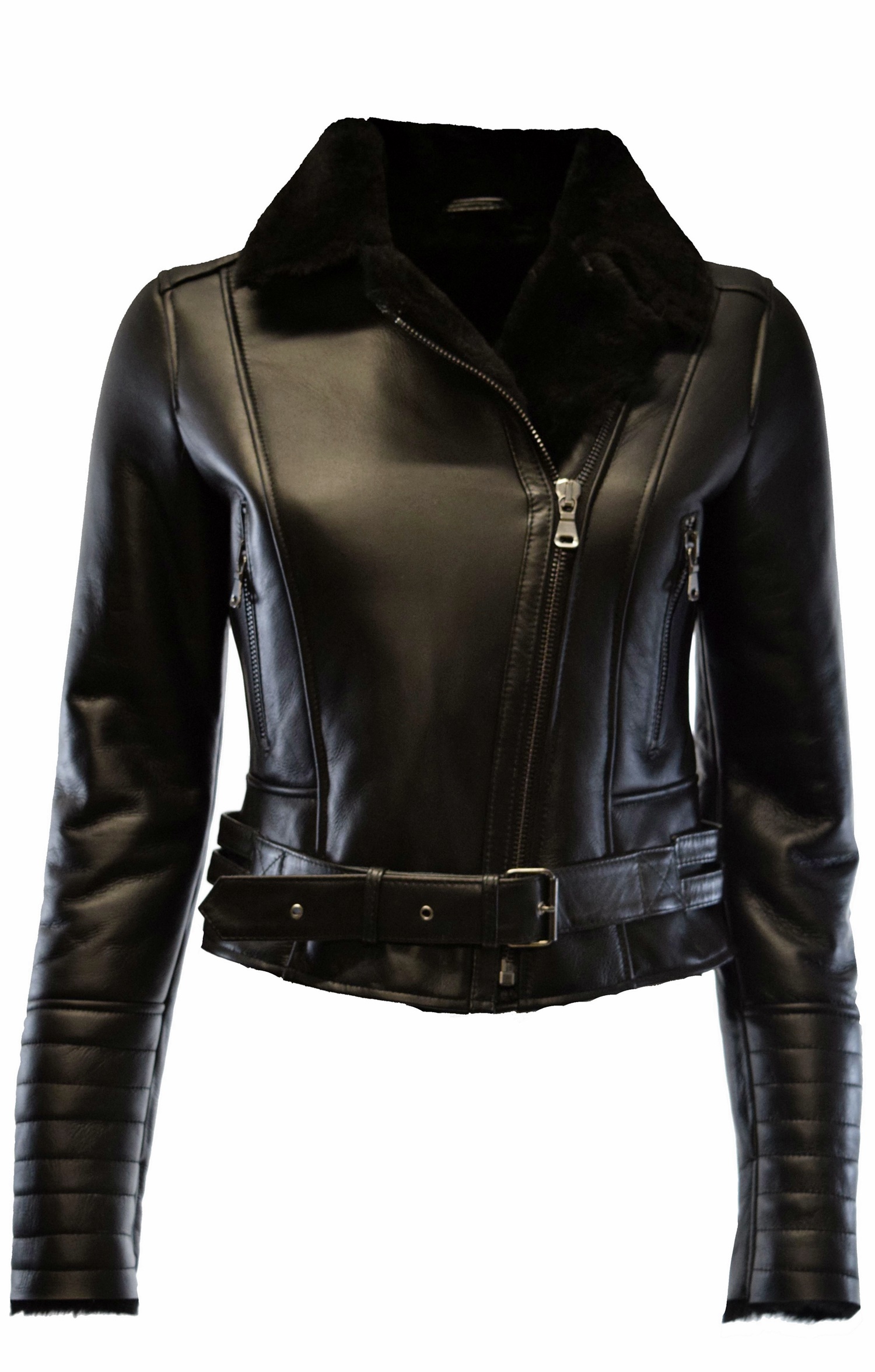 Damen Lammfelljacke Cropped Lionni Shearling Schwarz